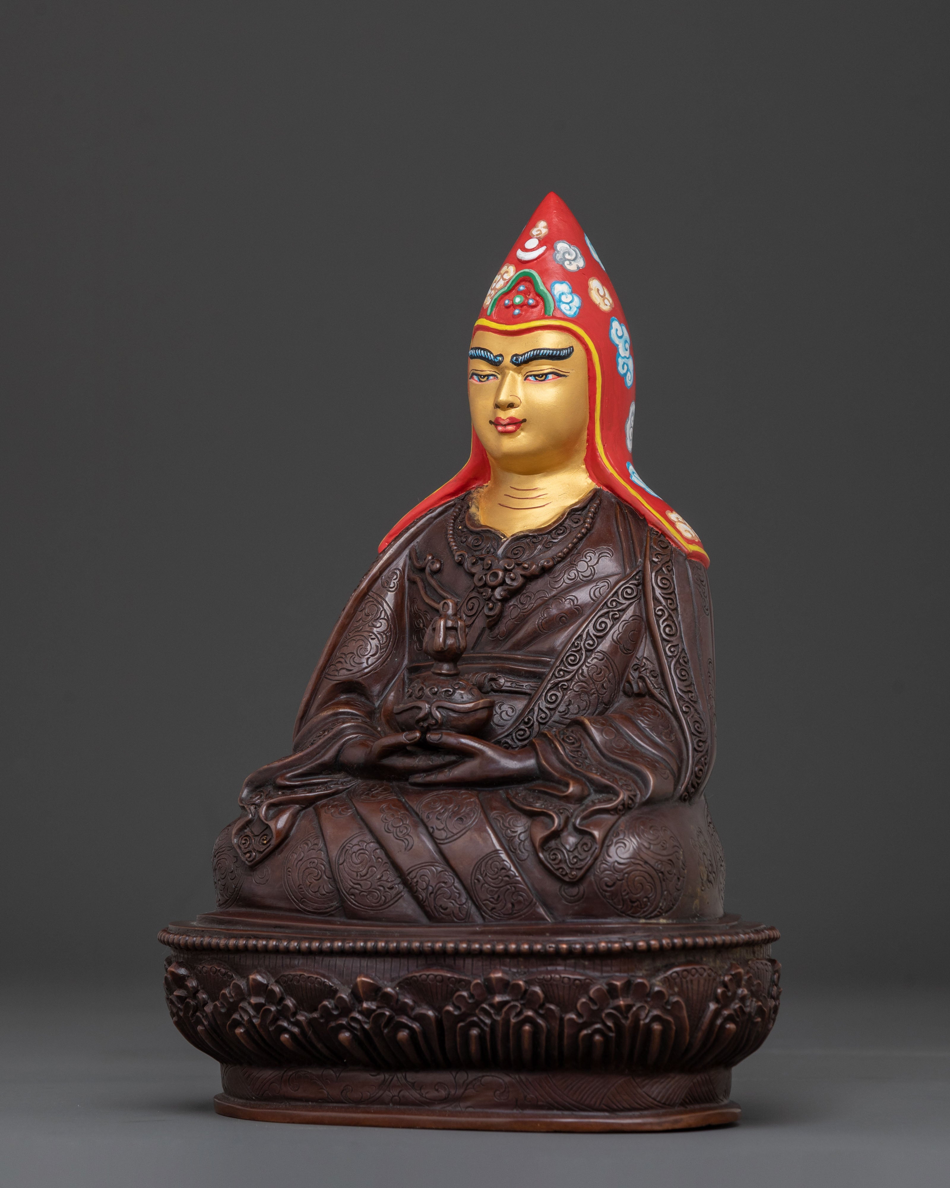Guru Dewa Chenpo Statue in Oxidized Copper