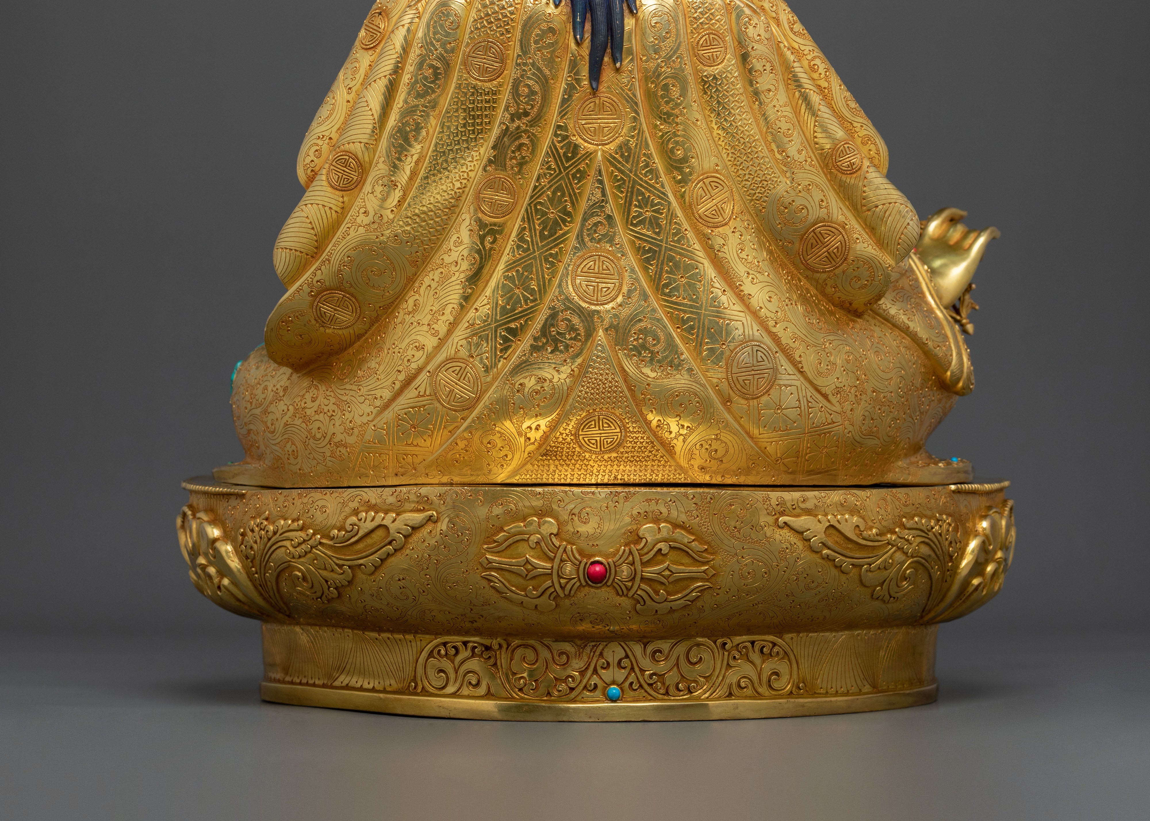 Padmasambhava Sculpture | 24K Gold Gilded Tibetan Guru