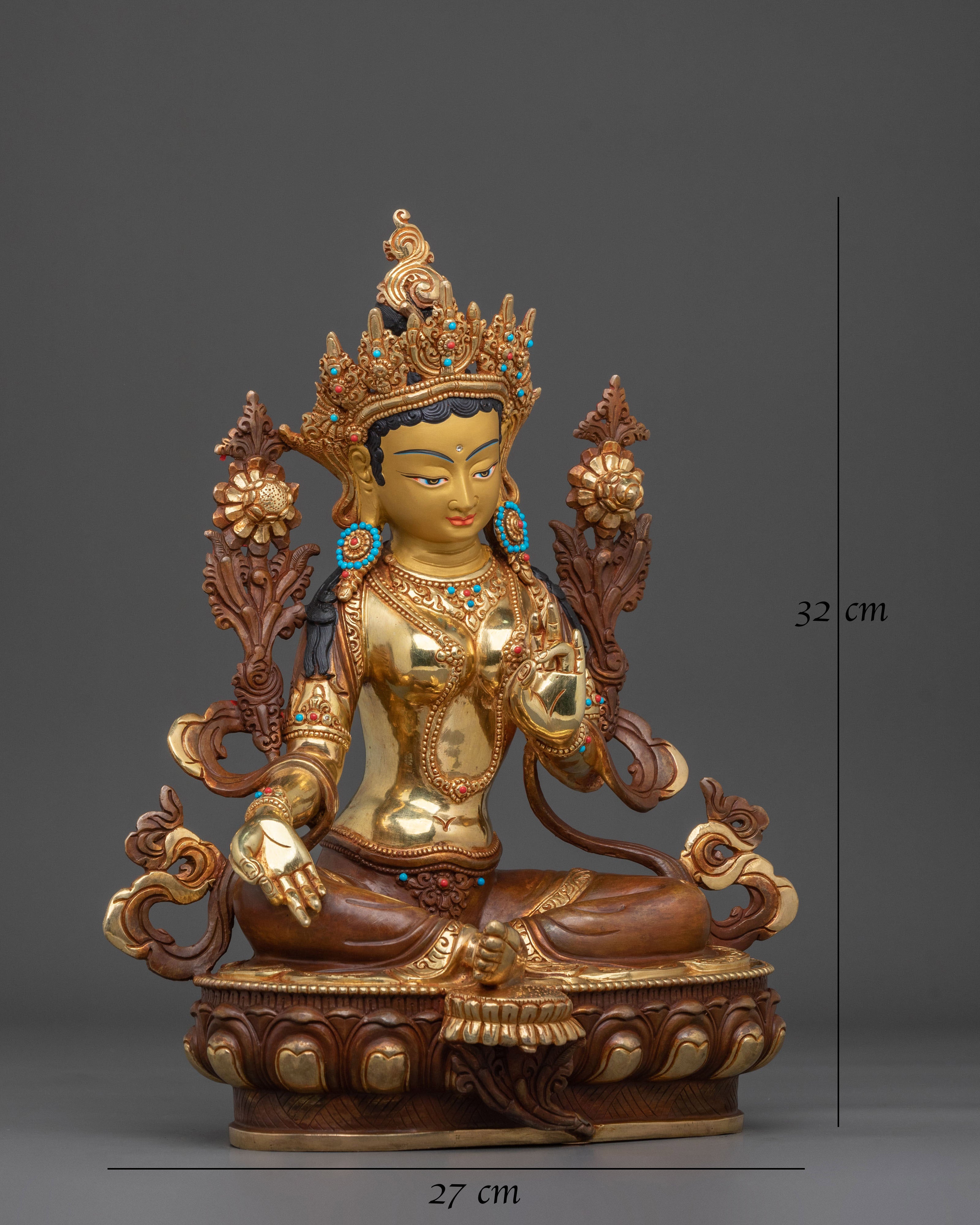 32cm Green Tara Statue | Protector Goddess