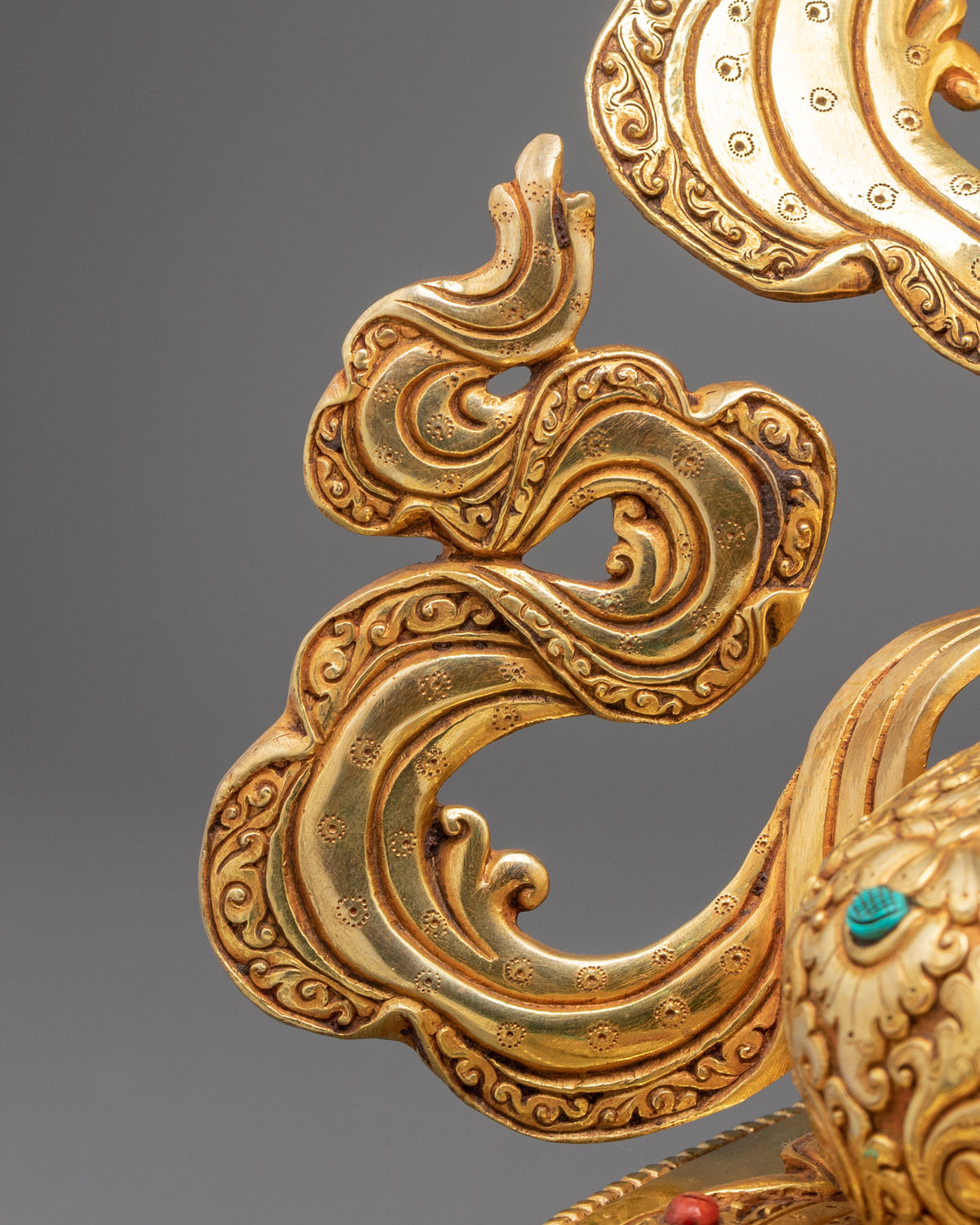 Amitayus Sculpture | Gemstones Adorned Copper Figurine