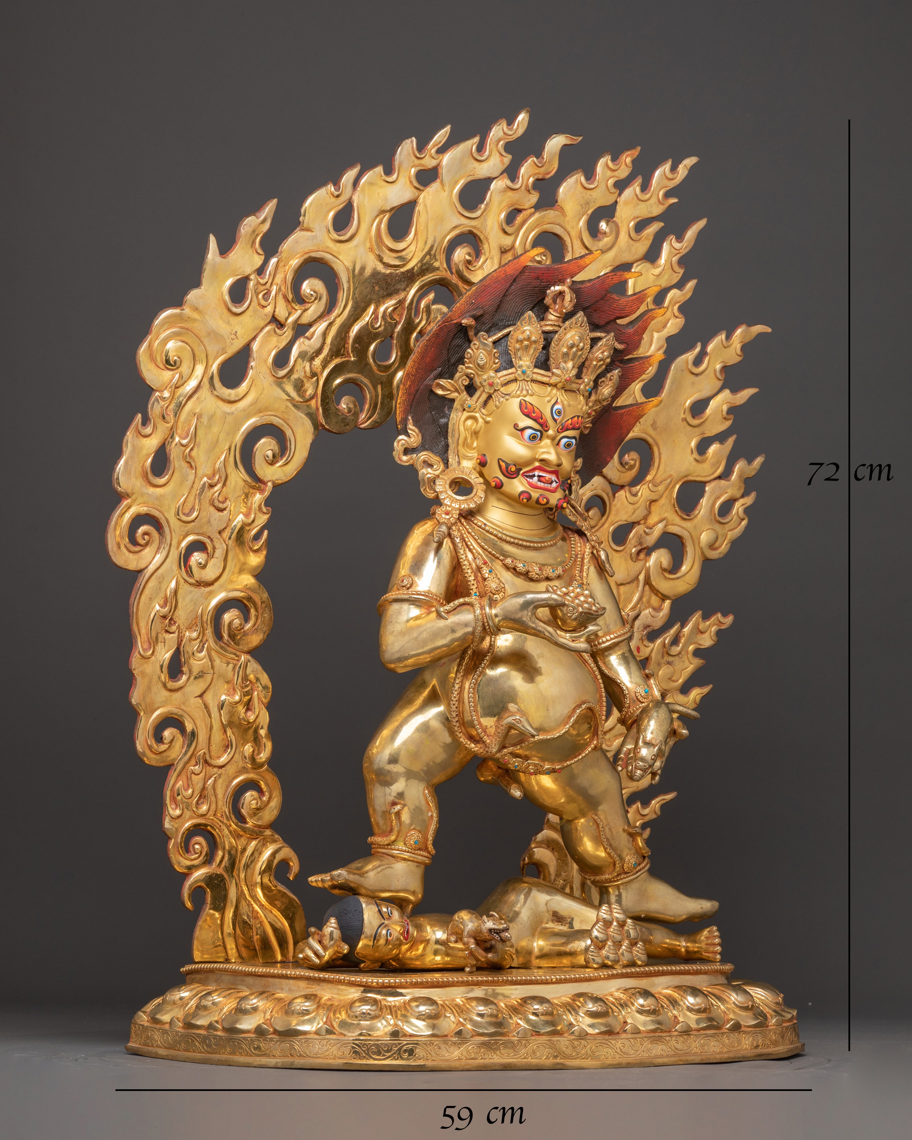 Handmade Black Dzambhala Buddhist Wealth Deity Sculpture