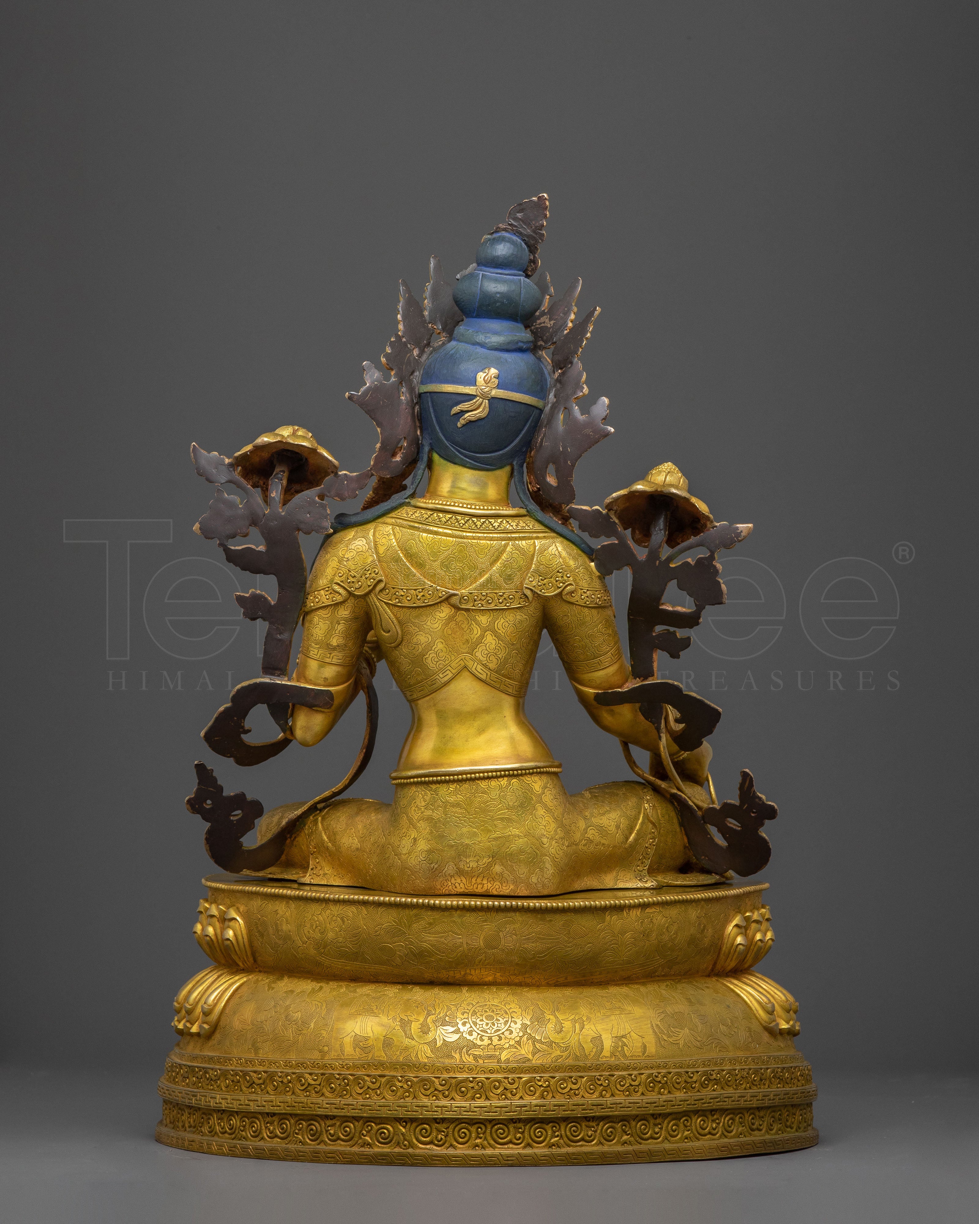 Green Tara Healing Deity Statue – 24K Gilded Serenity