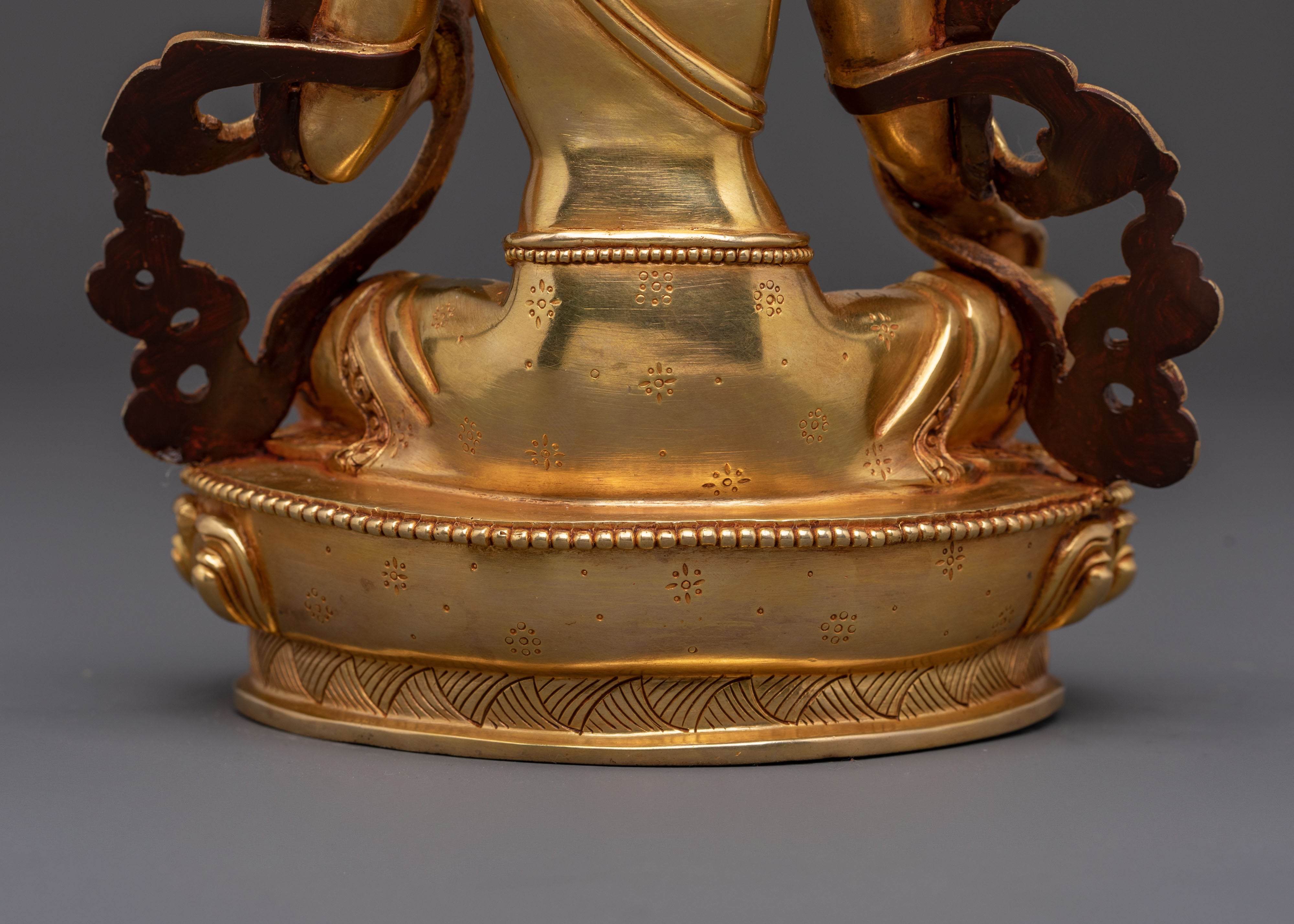 Handcrafted Green Tara Golden Statue of Protection
