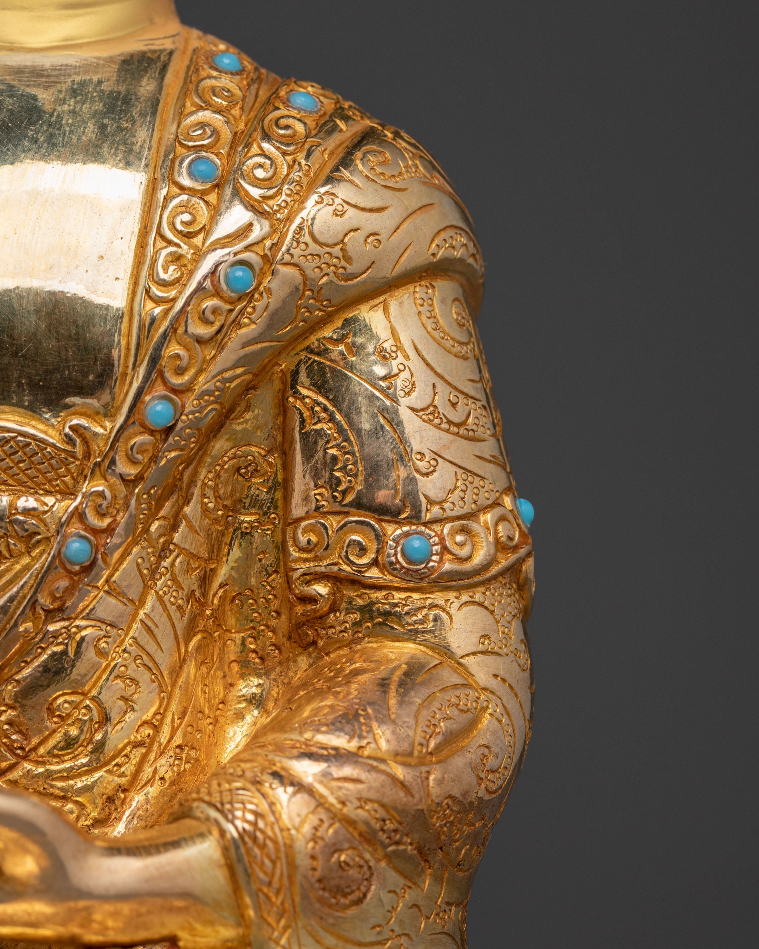 Shakyamuni Buddha 24k Gold Gilded Statue: Dharma Teaching