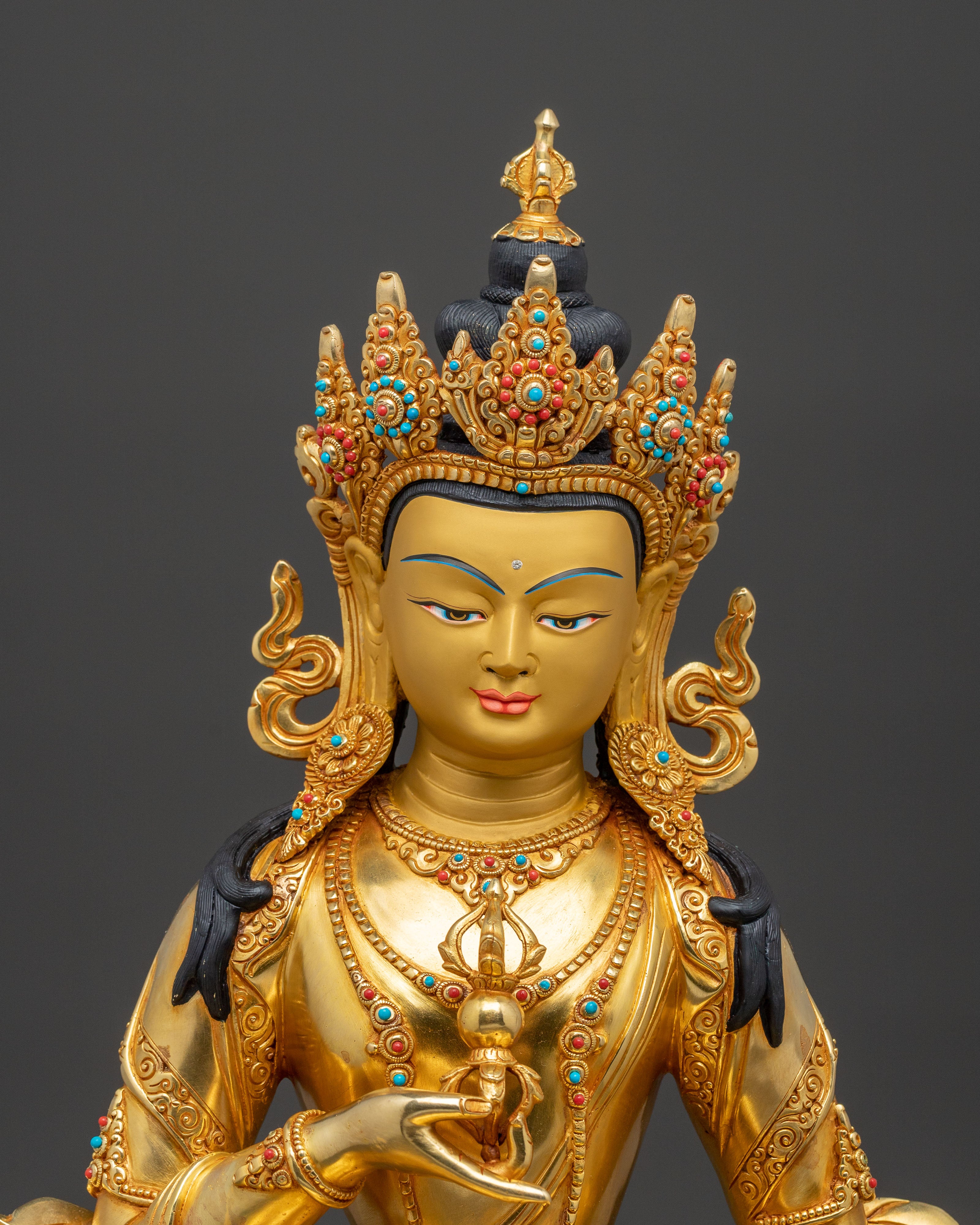 Vajrasattva Wisdom Purifier Statue: Gilded Copper Artwork