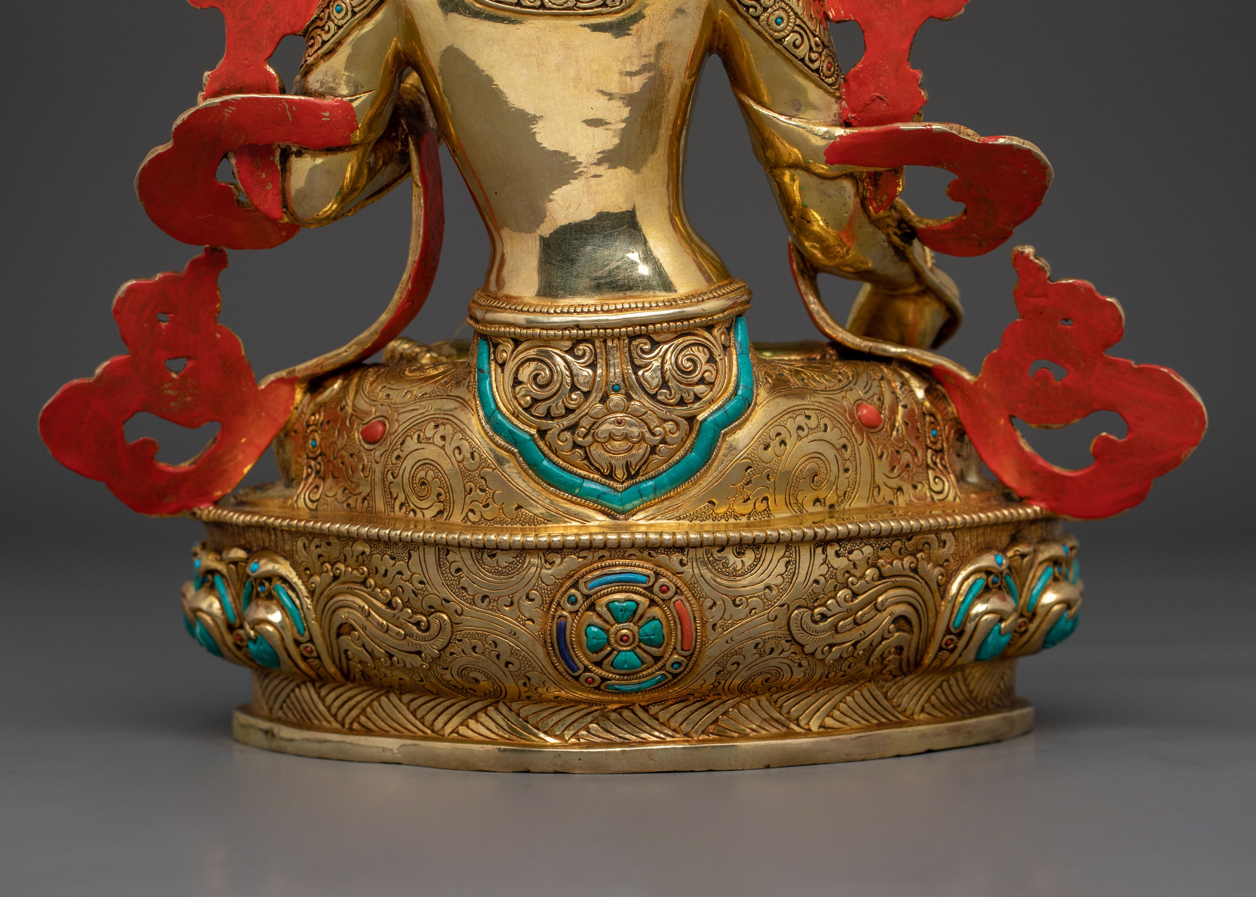 White Tara Tibetan Buddhist Statue | Gold Gilded Copper Sacred Sculpture