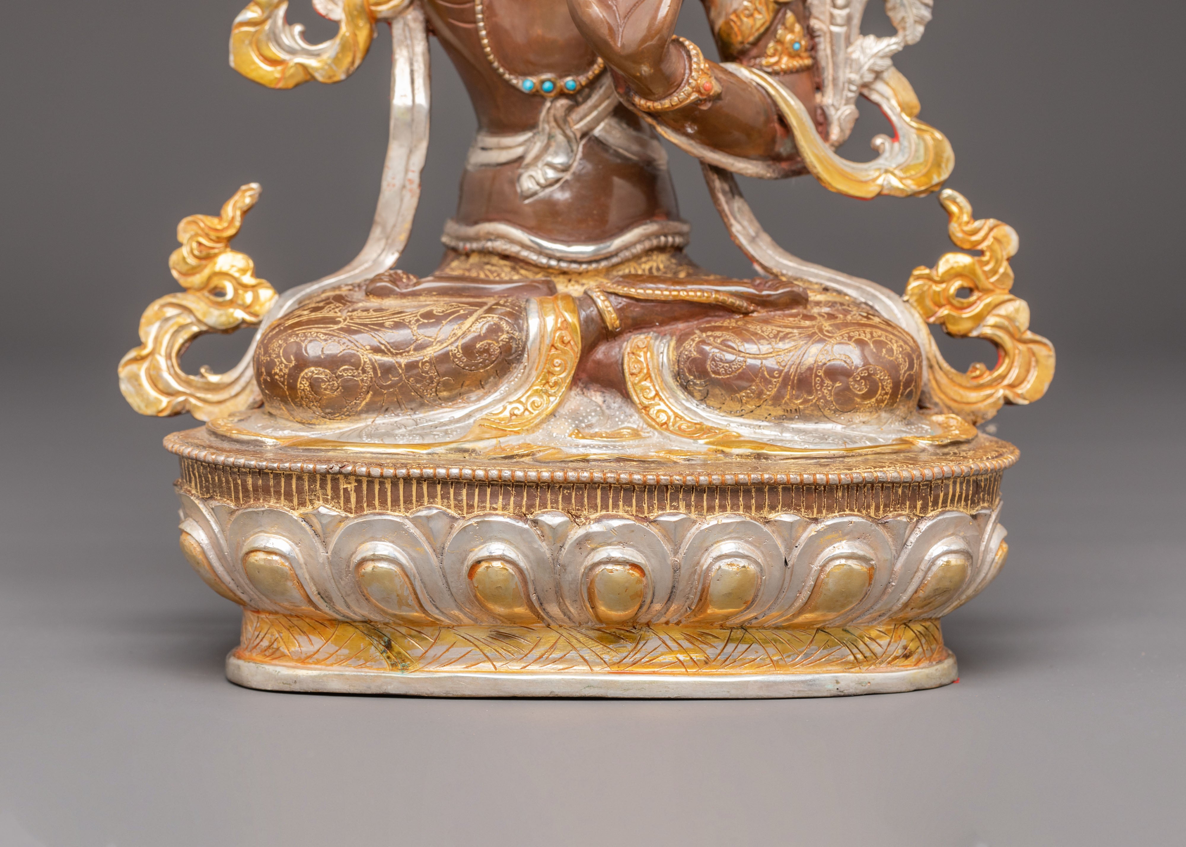 Handmade Manjushri Golden Statue | Symbol of Enlightened Wisdom
