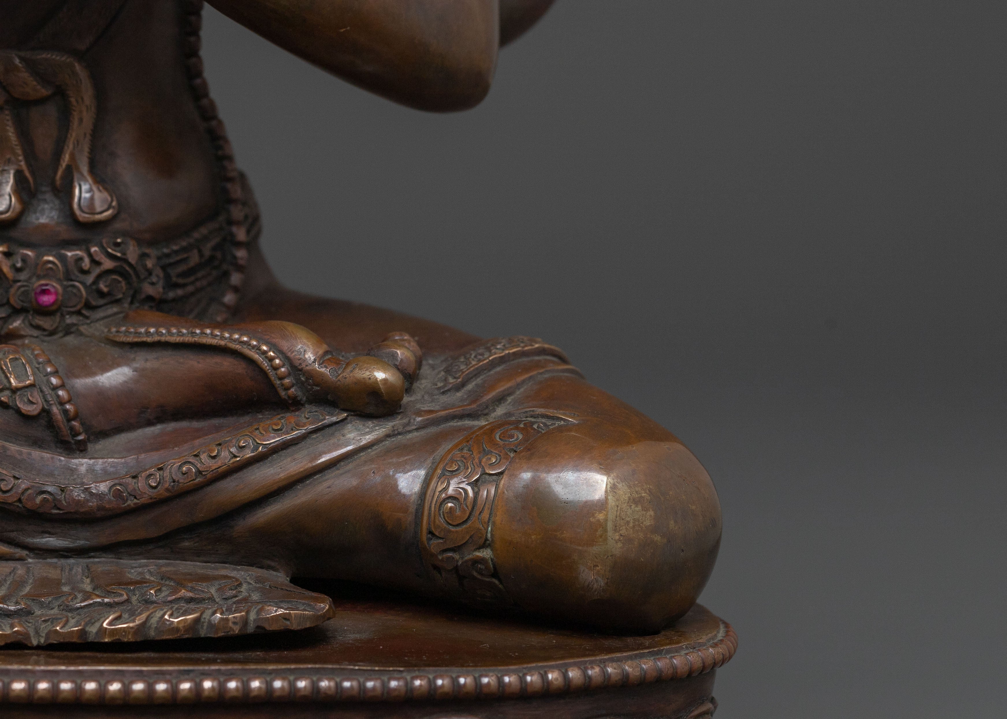 Handcrafted Chenrezig Buddhist Sculpture | Oxidized Copper Statue