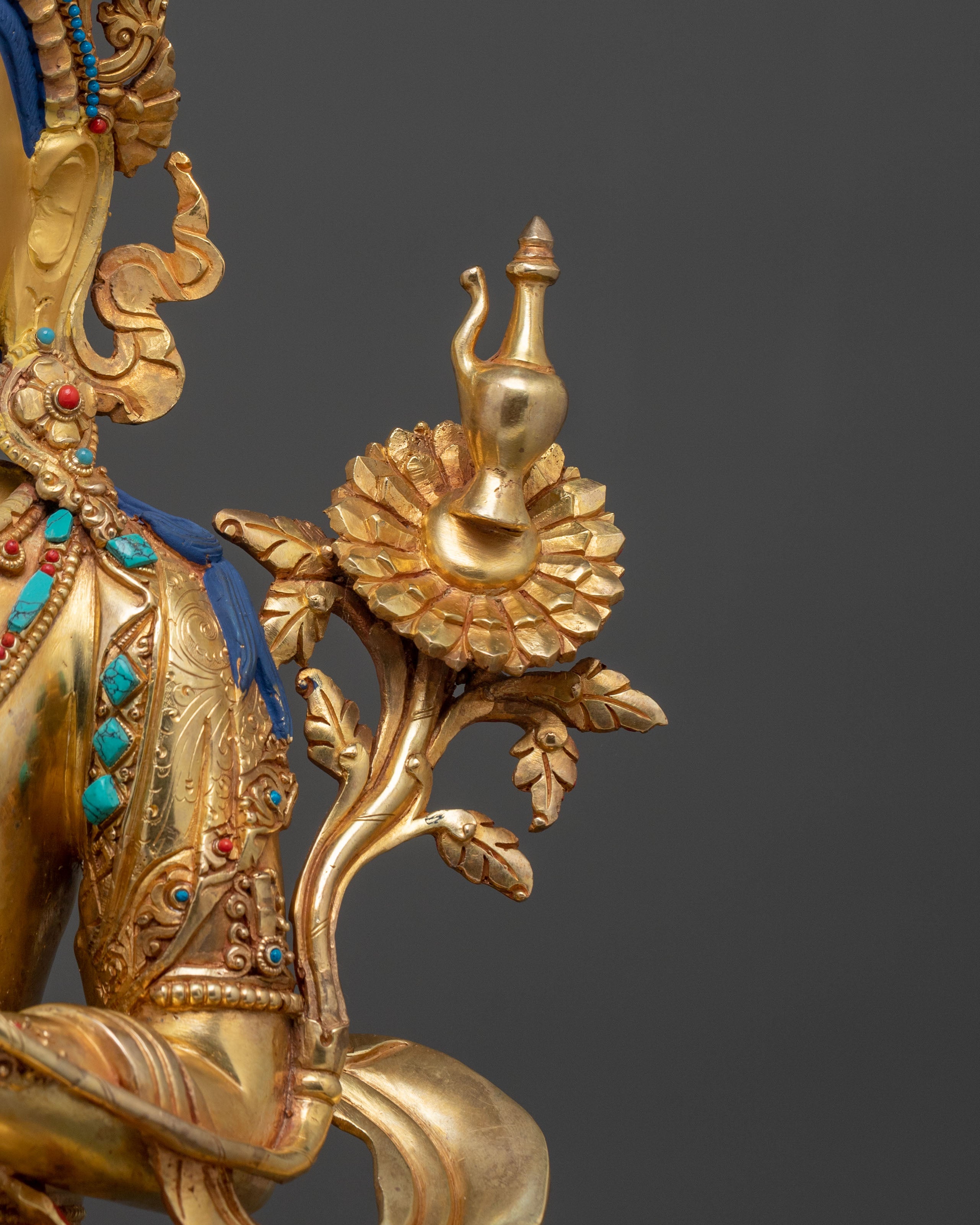 Maitreya Buddha Fire Gold Gilded Statue | Home Decor