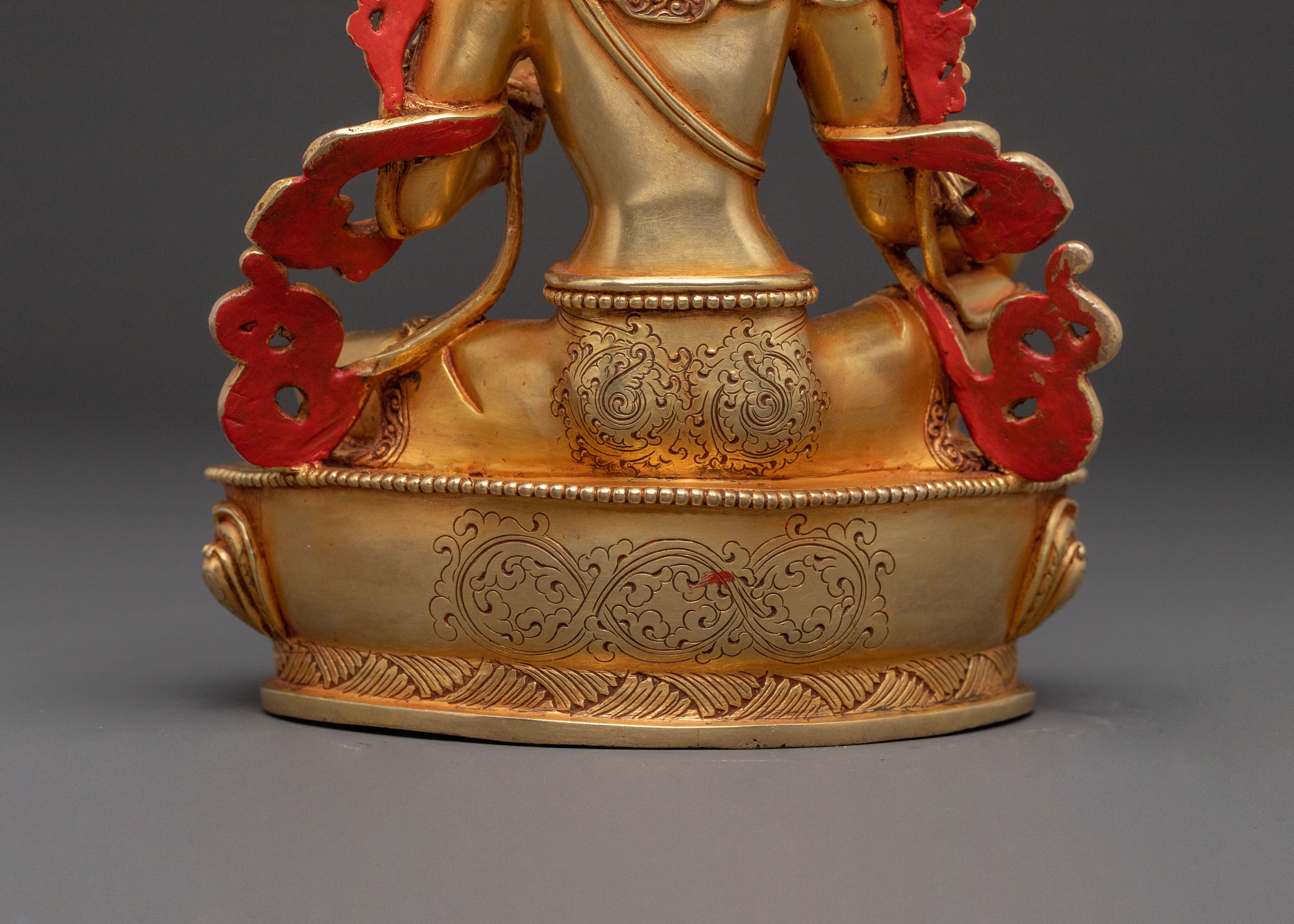 Graceful Green Tara Golden Statue: Handcrafted Serenity