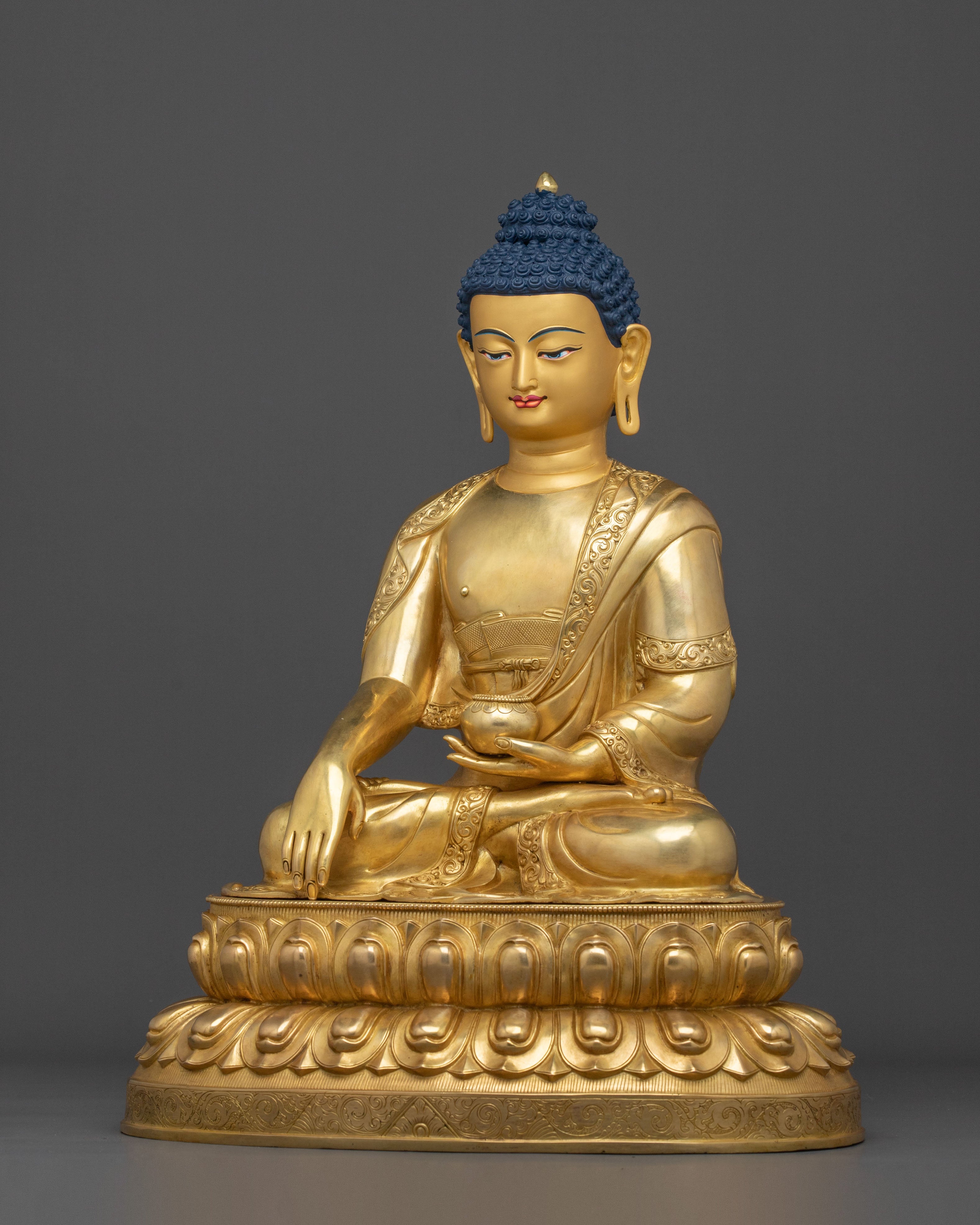 Hand Carved Shakyamuni Buddha Golden Sculpture