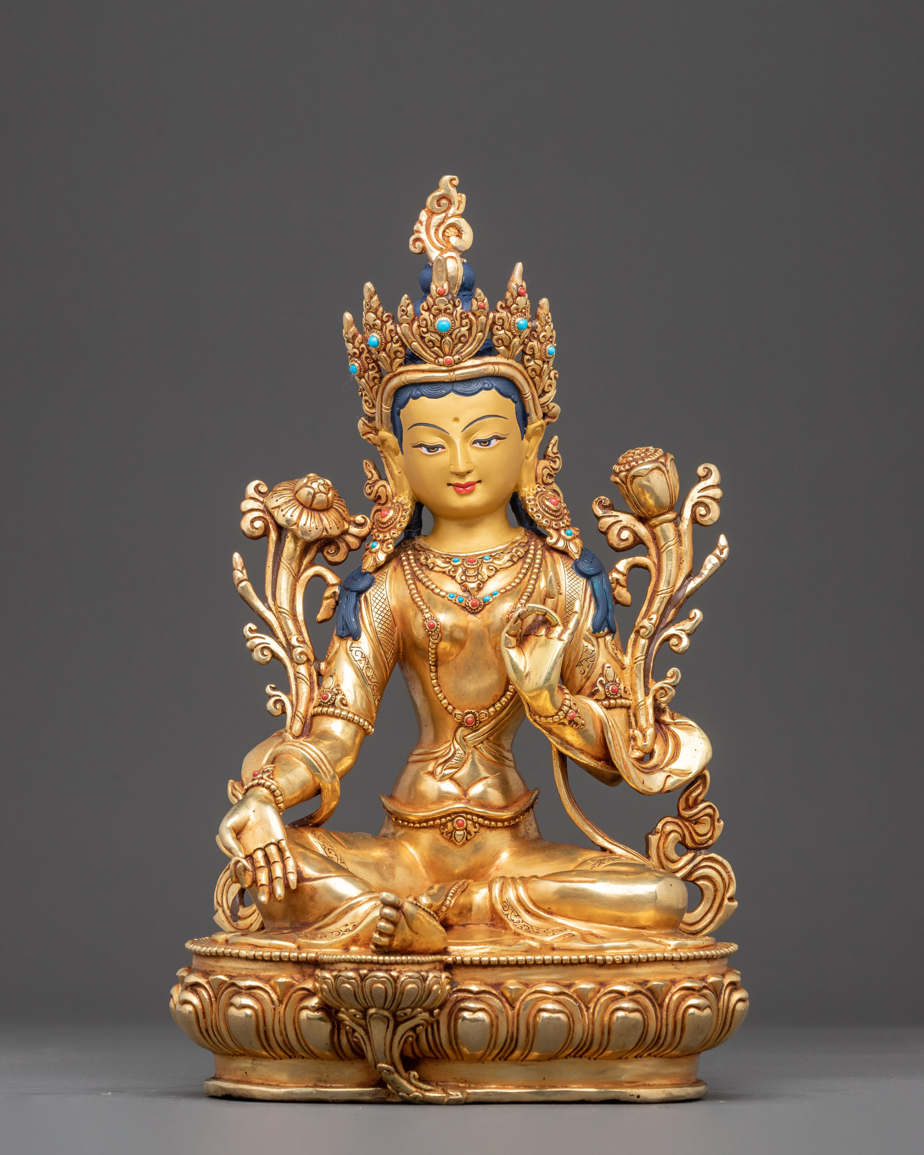 Handcrafted Mother Green Tara Sculpture for Altar
