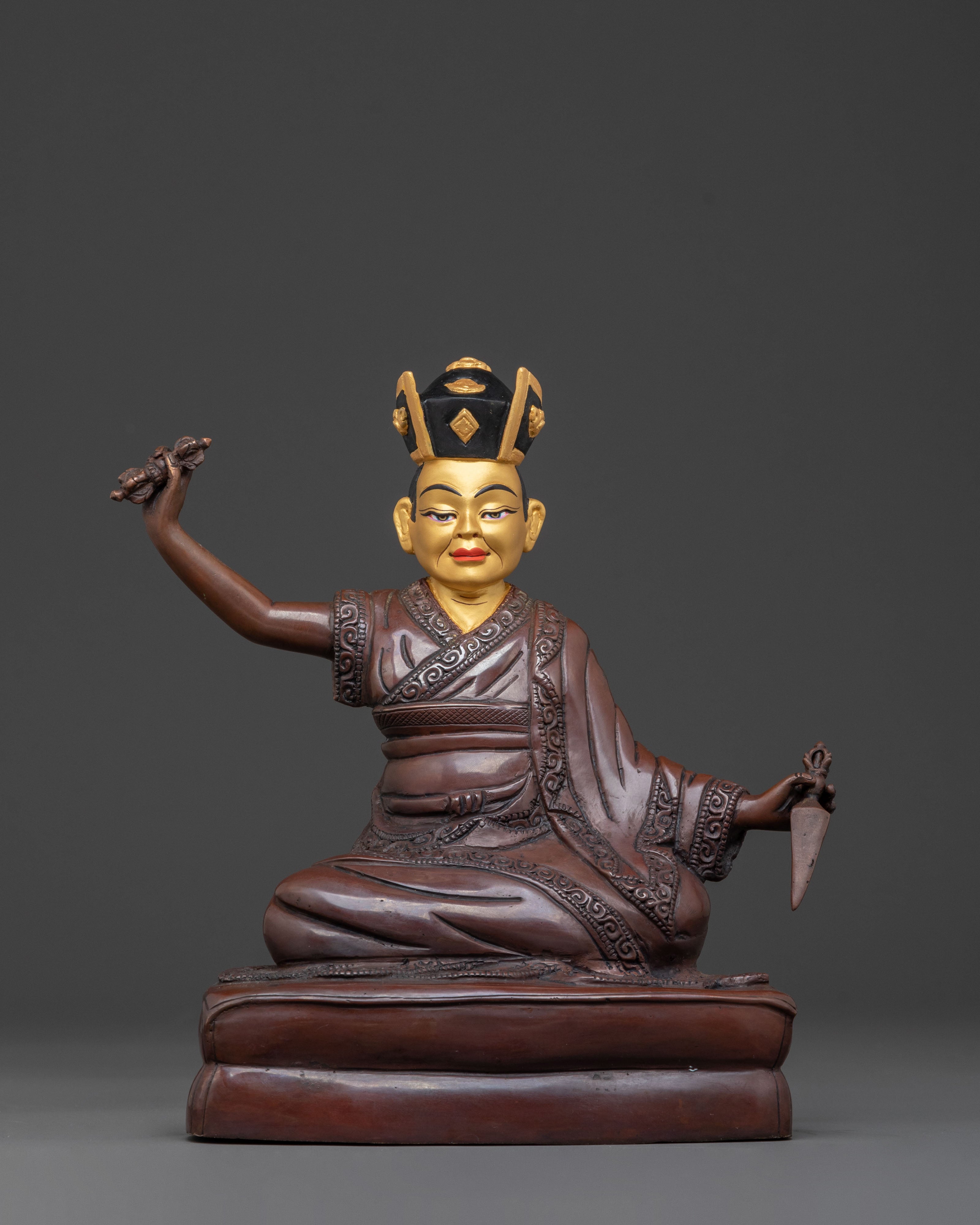 Karmapa Oxidized Copper Statue