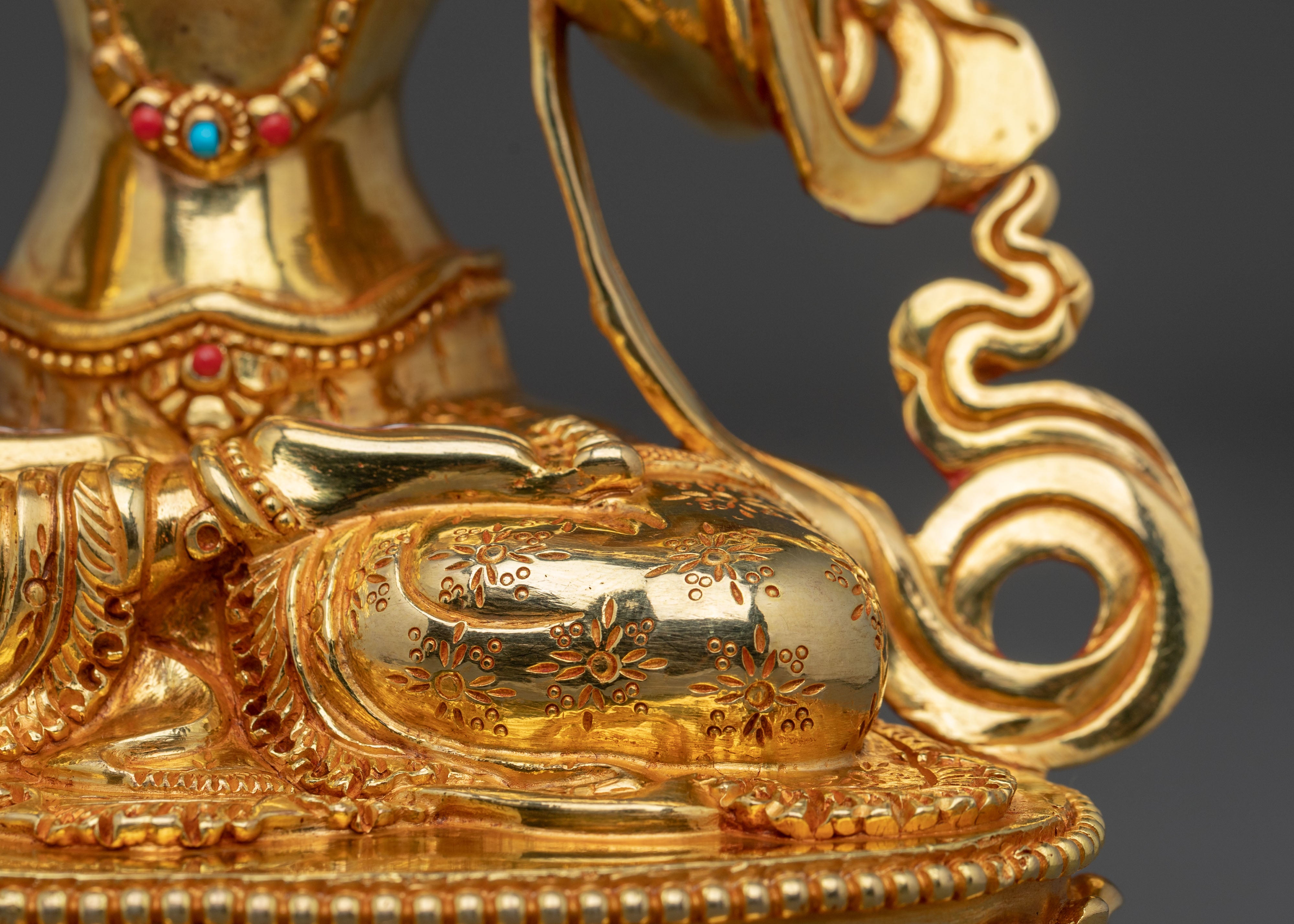 Tibetan White Tara Goddess Sculpture | 24K Gilded Serenity