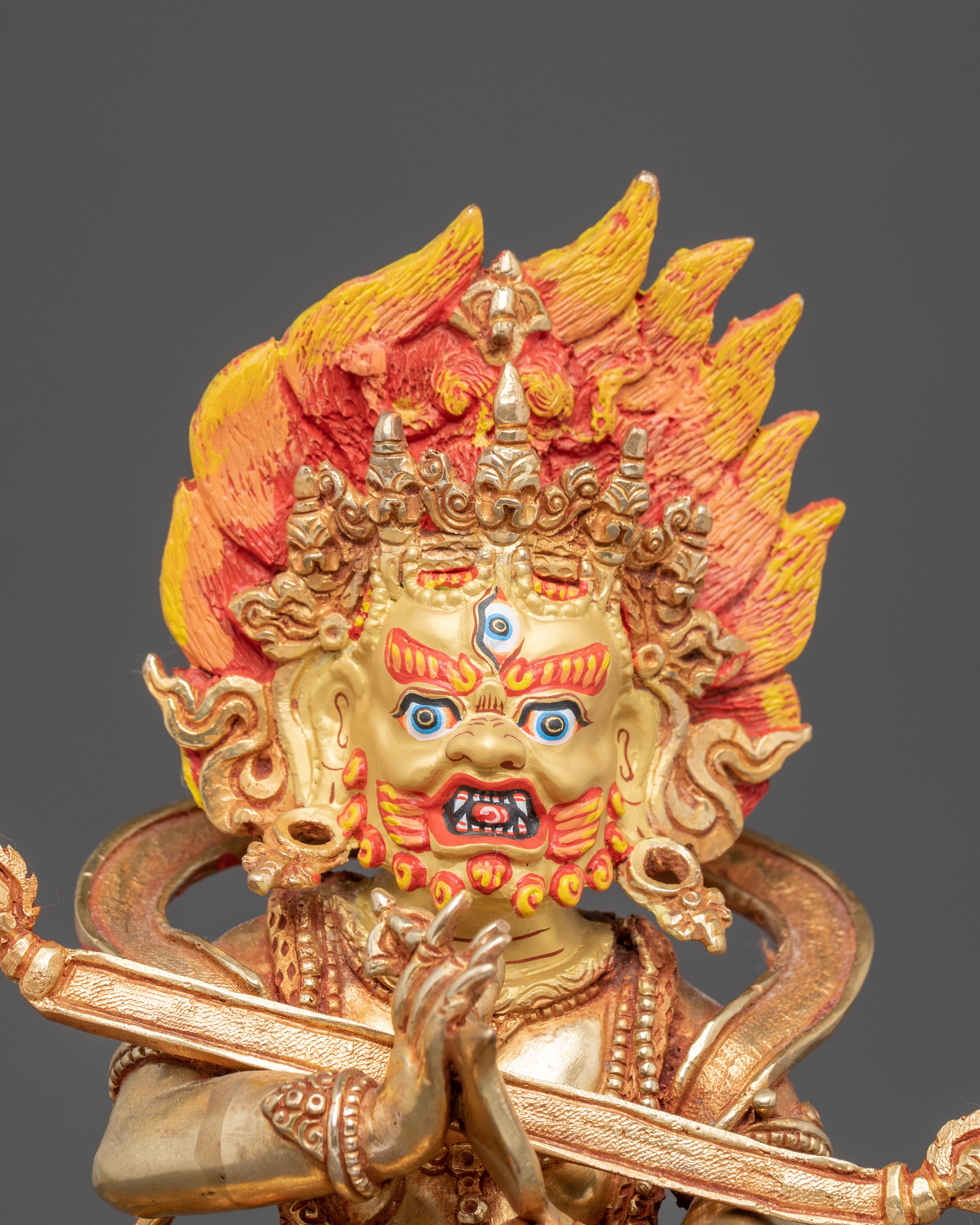 Handcrafted Wrathful Sakya Mahakala Statue | Traditional Tibetan Art