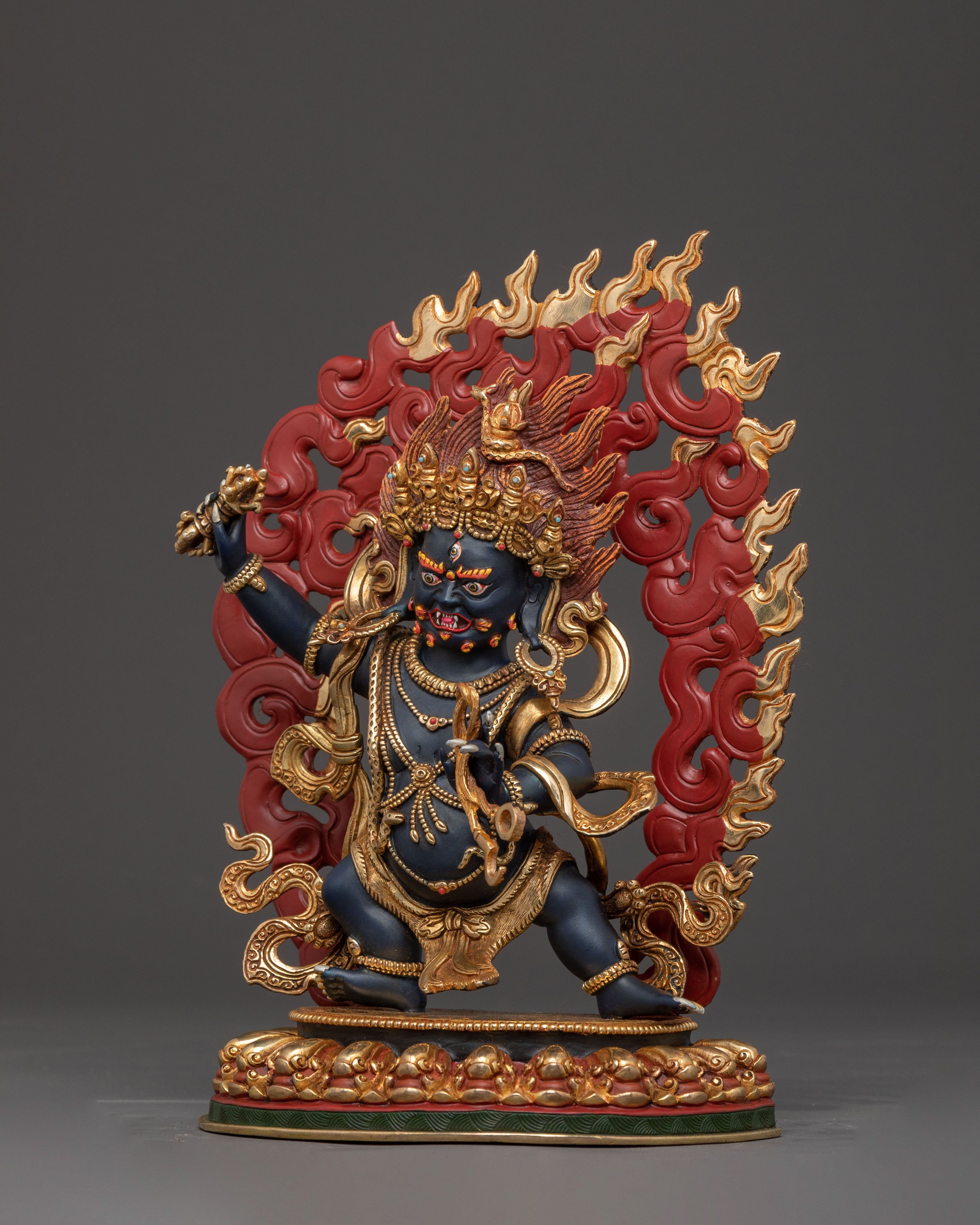 Handcrafted Divine Statue of Vajrapani: Exquisite Copper Protector