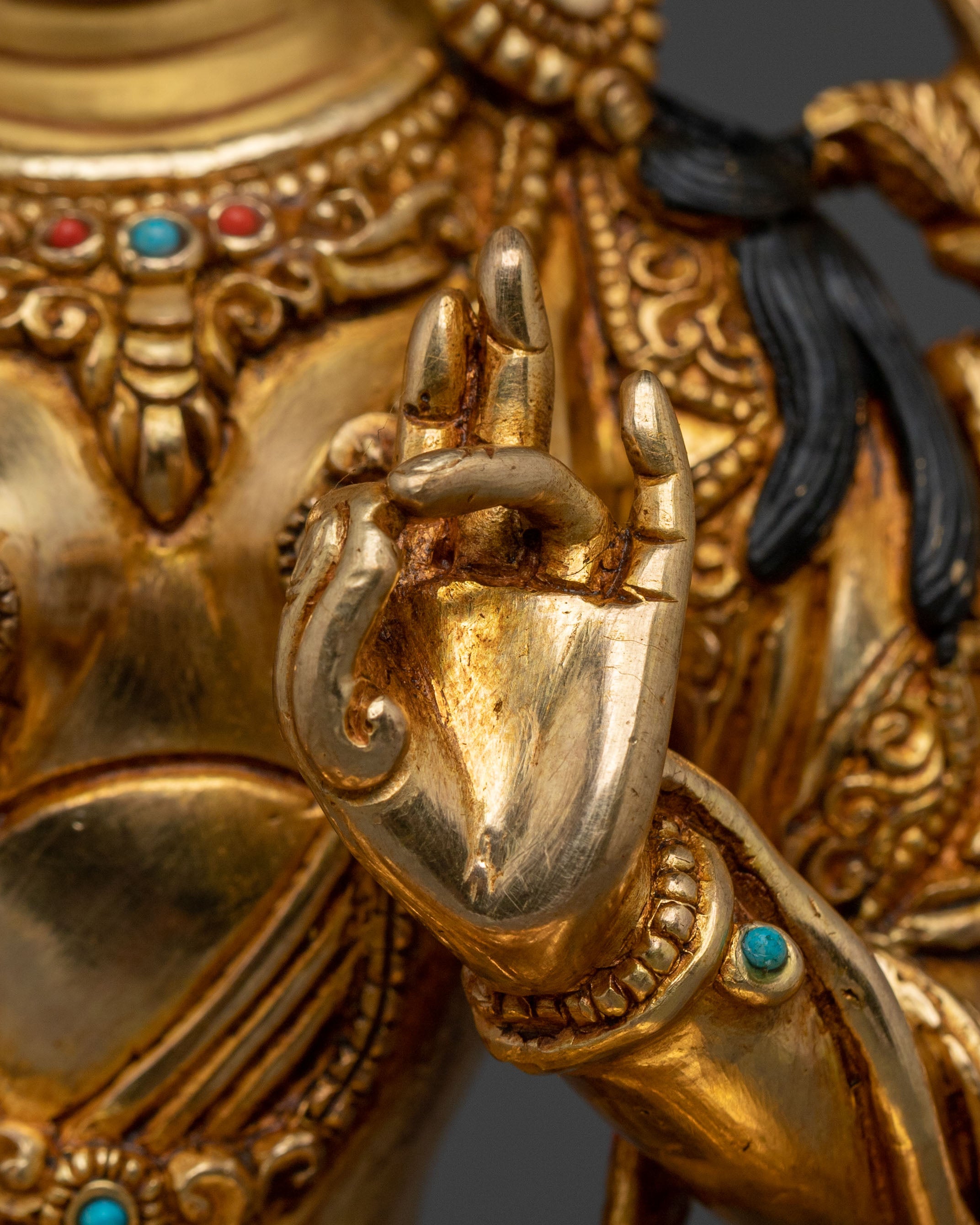 Green Tara Statue | Handcrafted 24K Gold Gilded