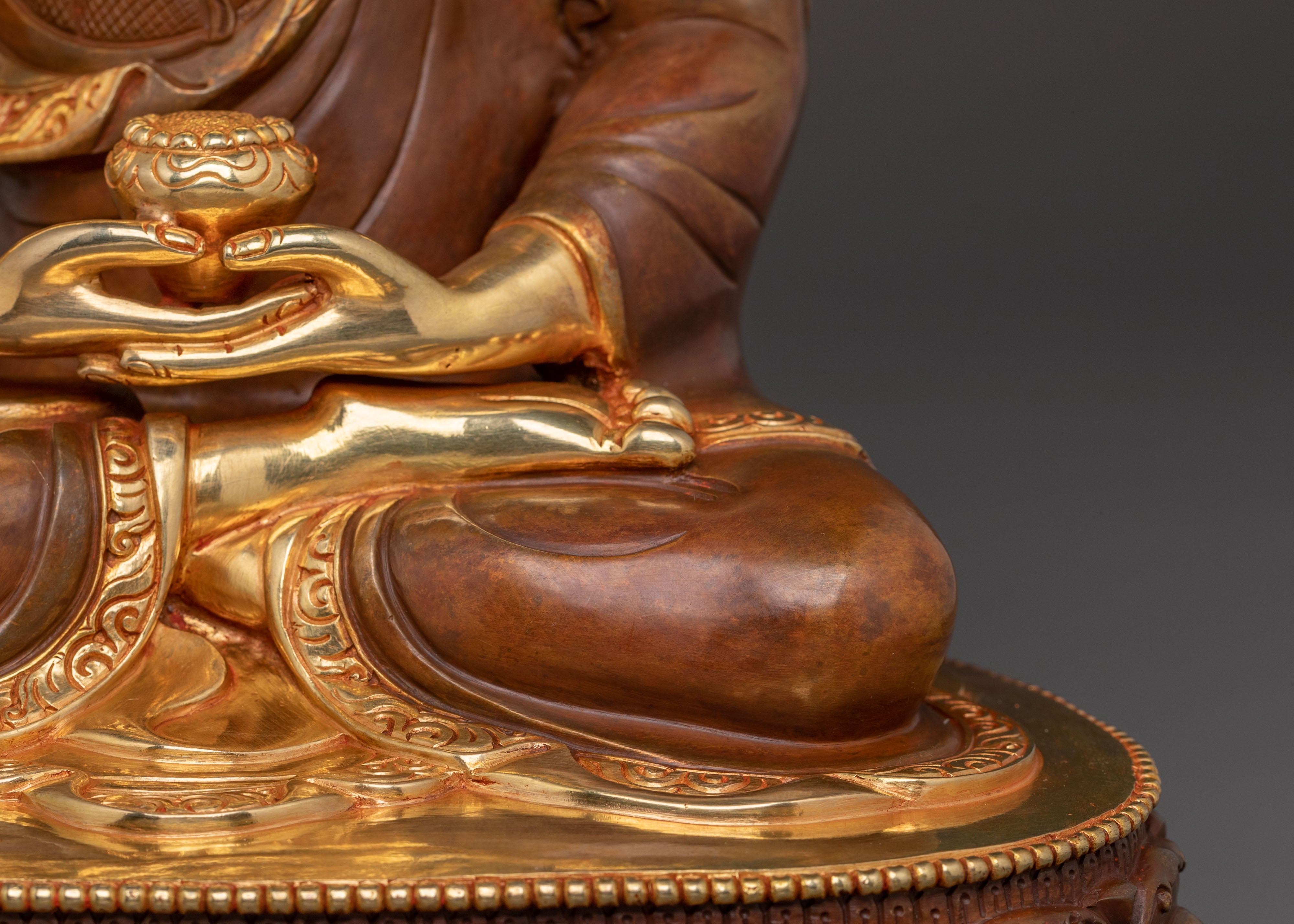 Amitabha Buddha Traditional Sacred Statue: Gilded Copper Art