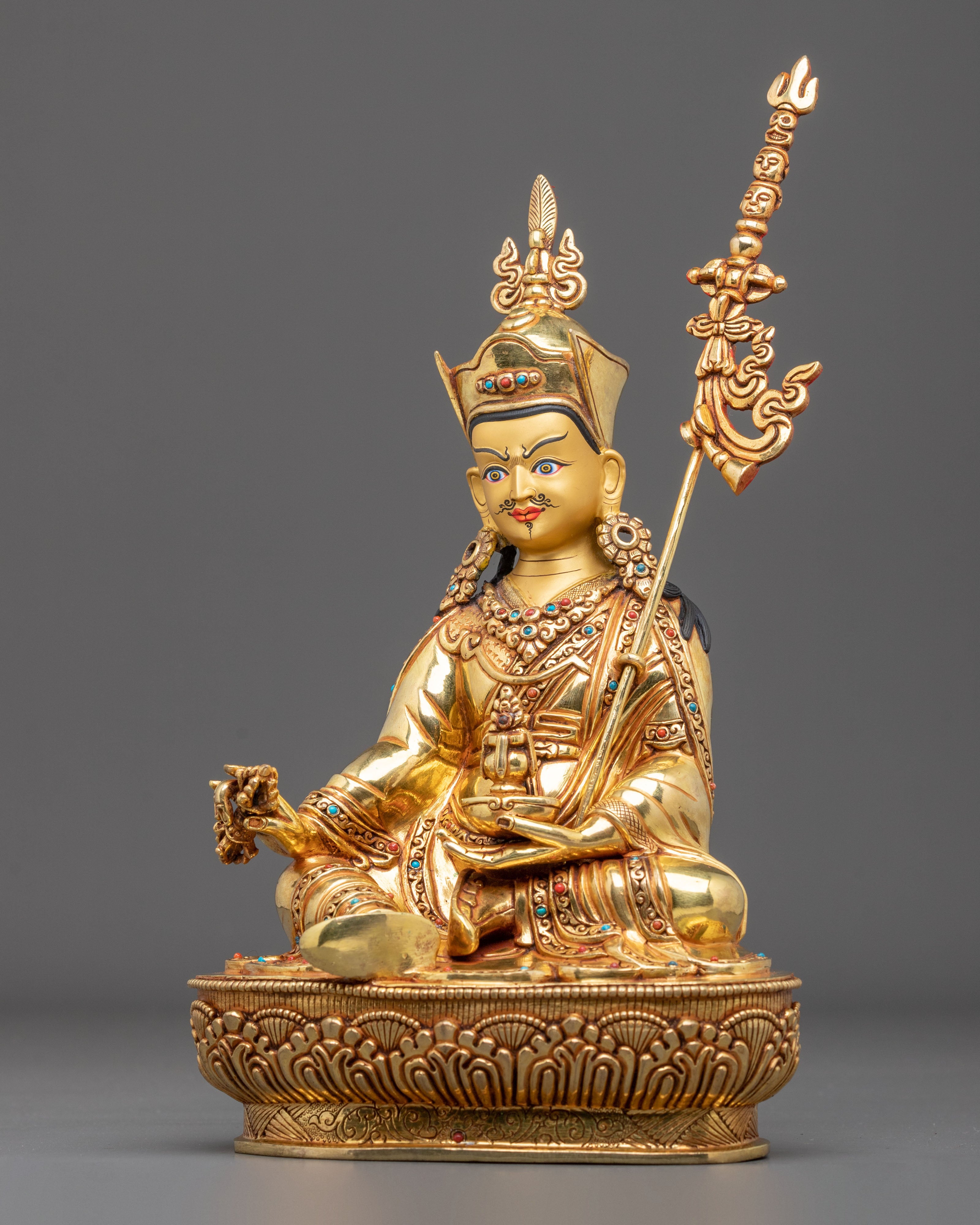 Padmasambhava Sculpture | 24K Gold Gilded Figurine