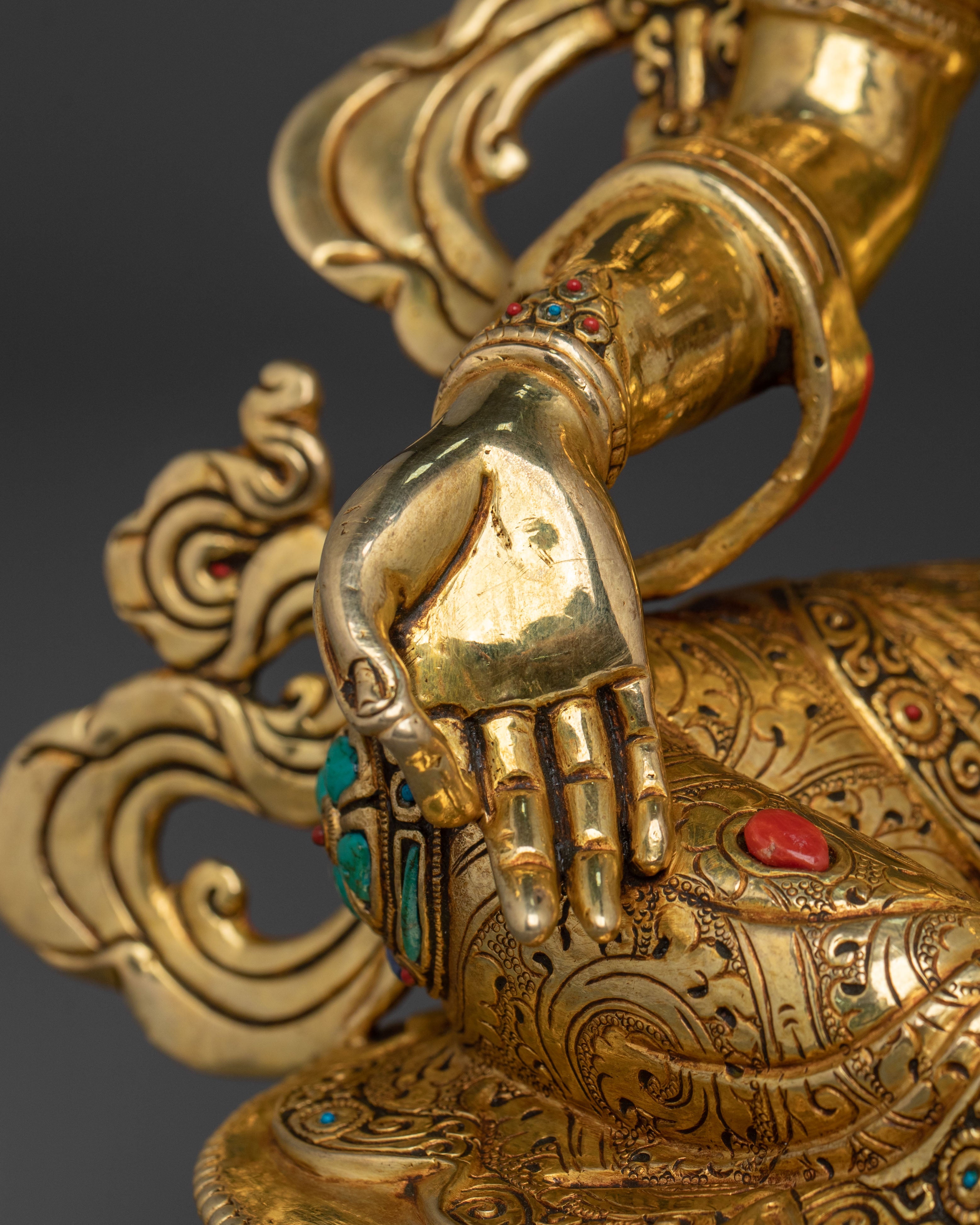 Green Tara Tibetan Buddhist Statue | 24k Gold Glided Buddhist Statue