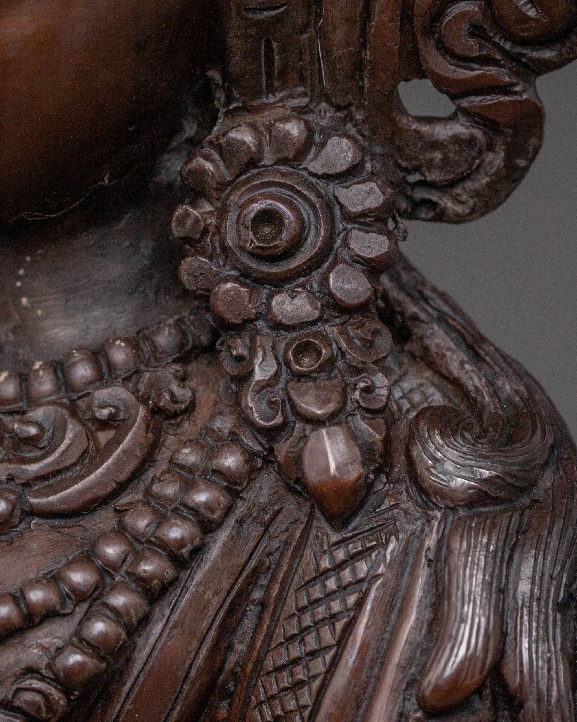 Traditional Sacred Statue of Goddess Laxmi: Oxidized Copper Art