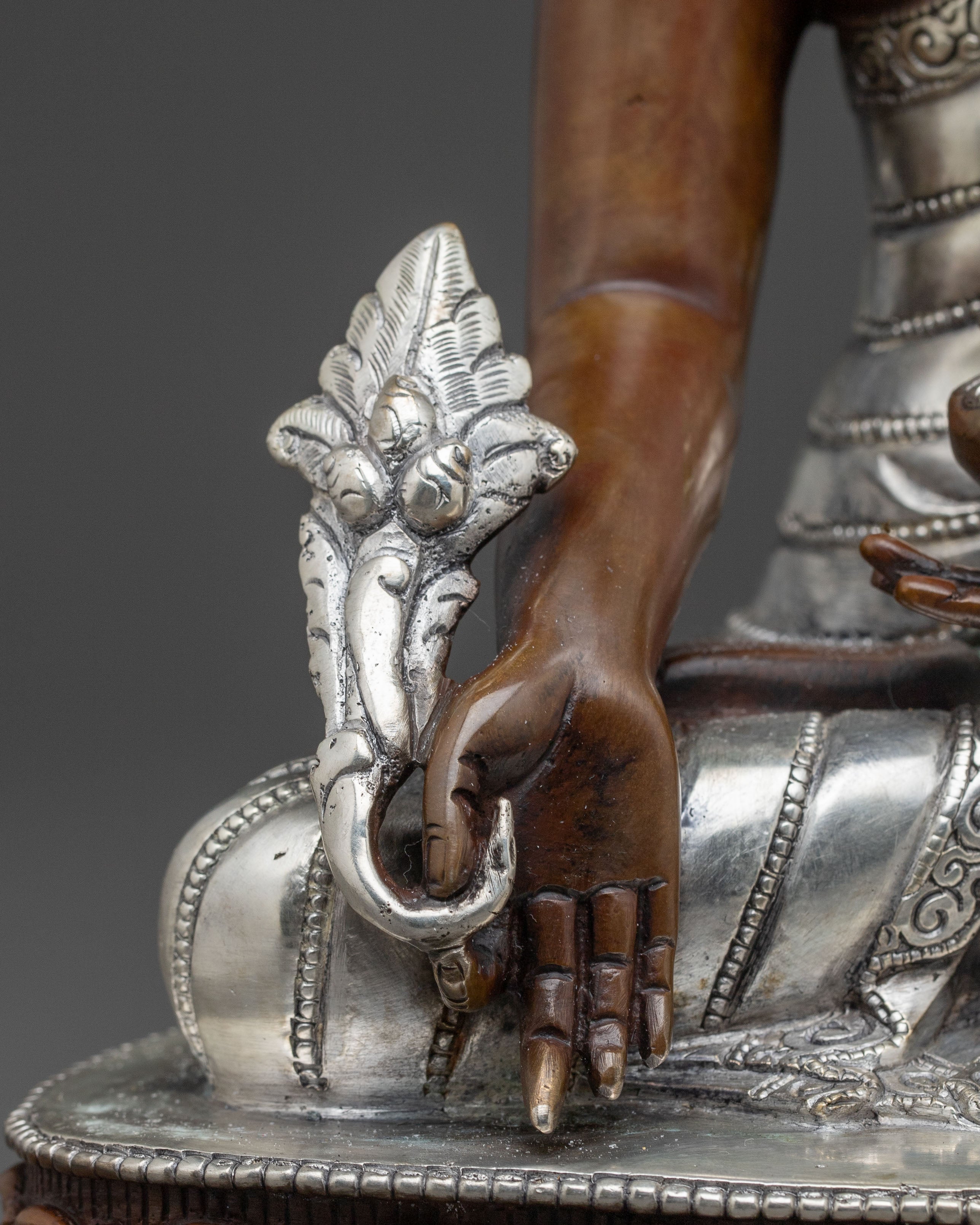 Medicine Buddha Statue – Oxidized Copper & 24K Gold