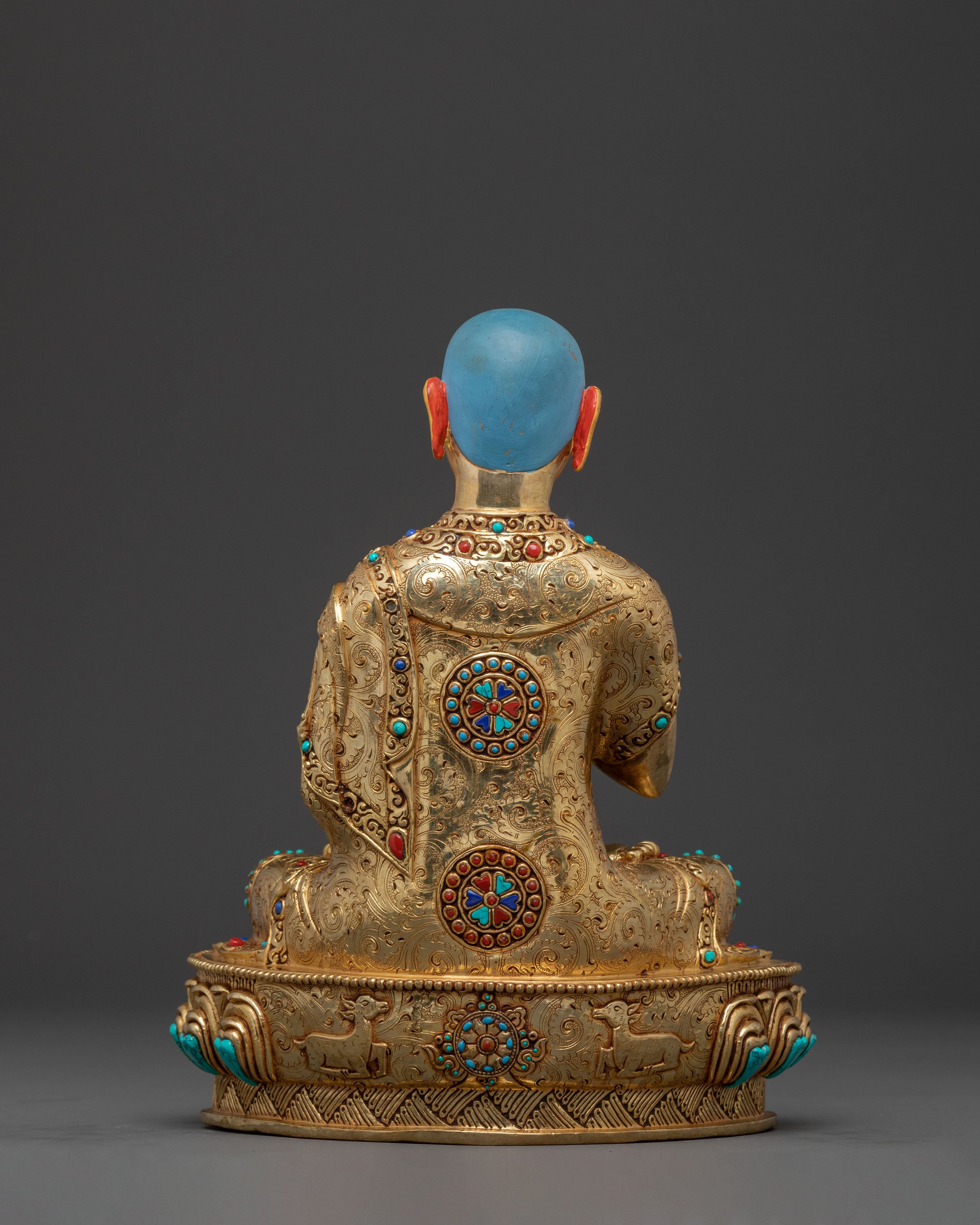 Tsongkhapa 24K Gold Gilded Statue Set for Altar