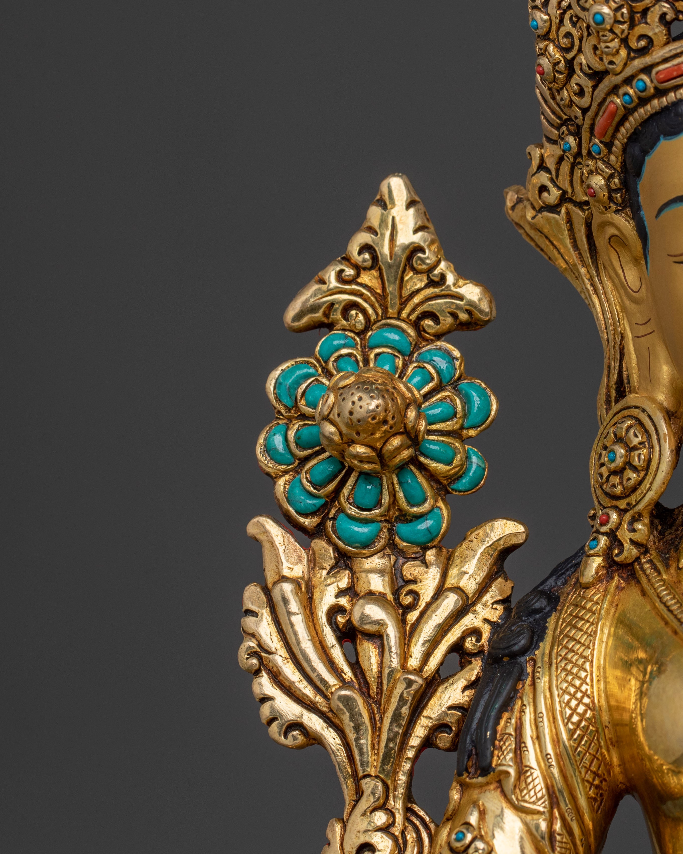 White Tara Tibetan Buddhist Statue | Gold Gilded Copper Sacred Sculpture