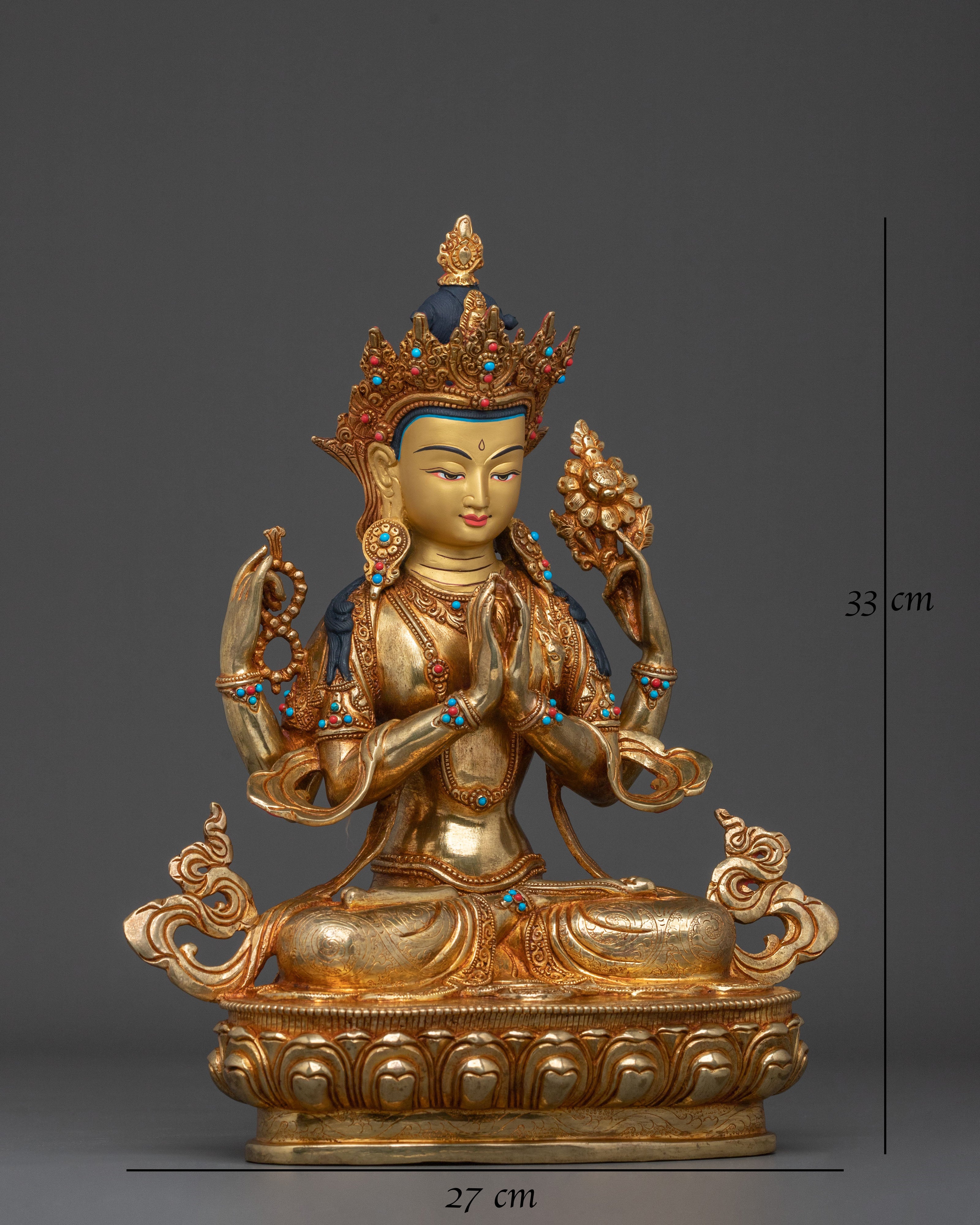 Compassion Four Armed Chenrezig Statue | Home Decor