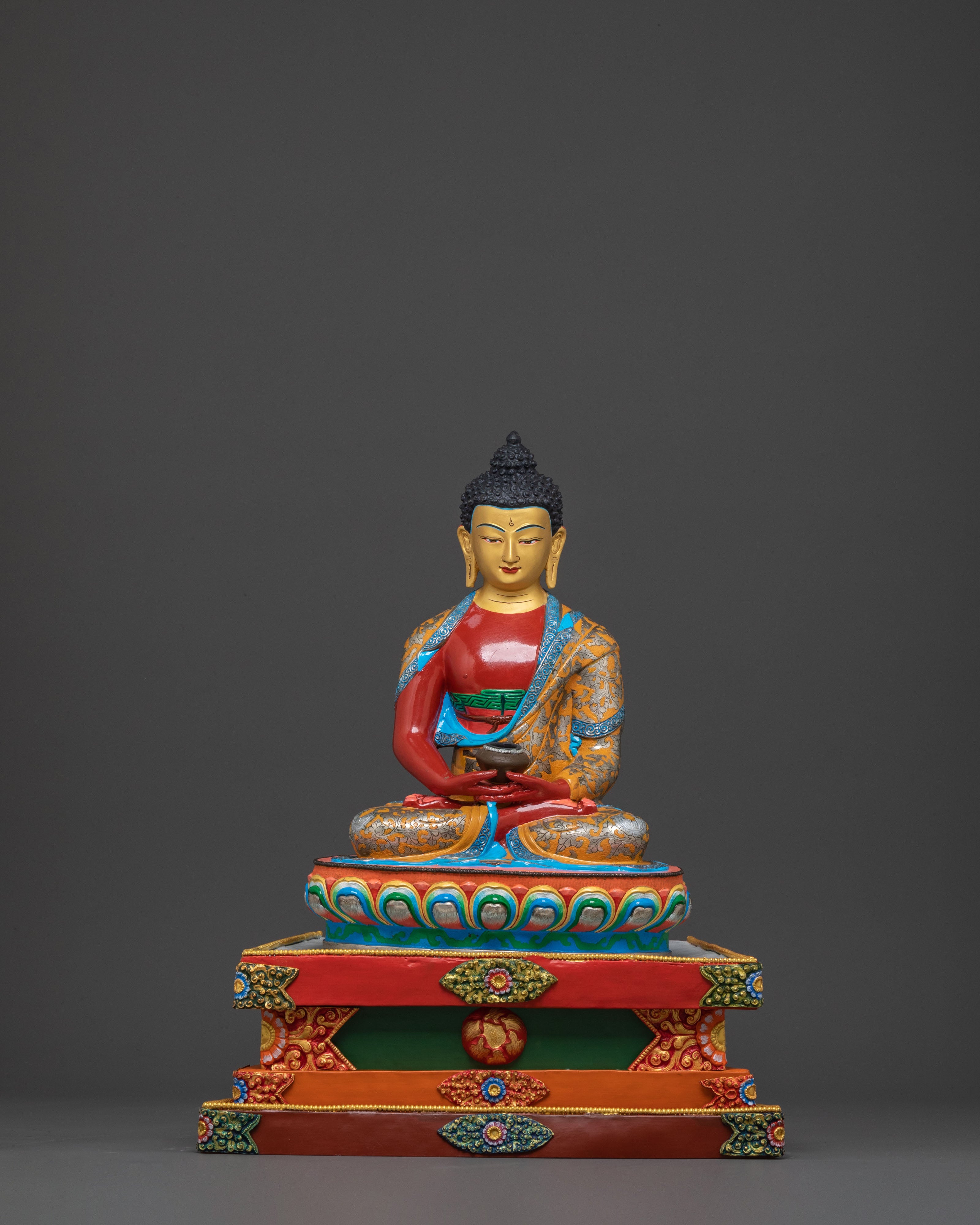 Amitabha Buddha On Throne | Radiant 24K Gold Glided