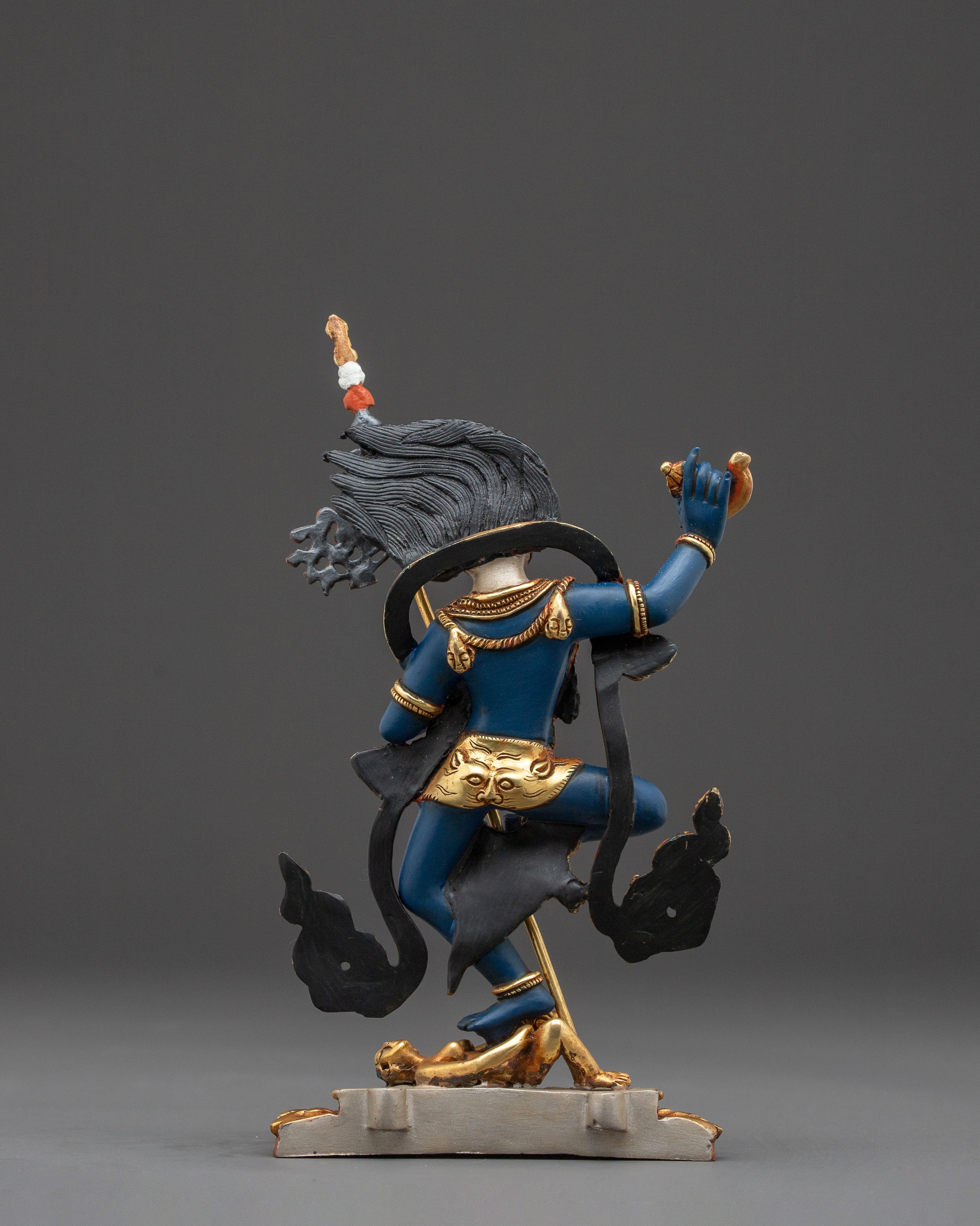 Shima mukha Lion Faced Dakini Statue: Gilded Copper Art