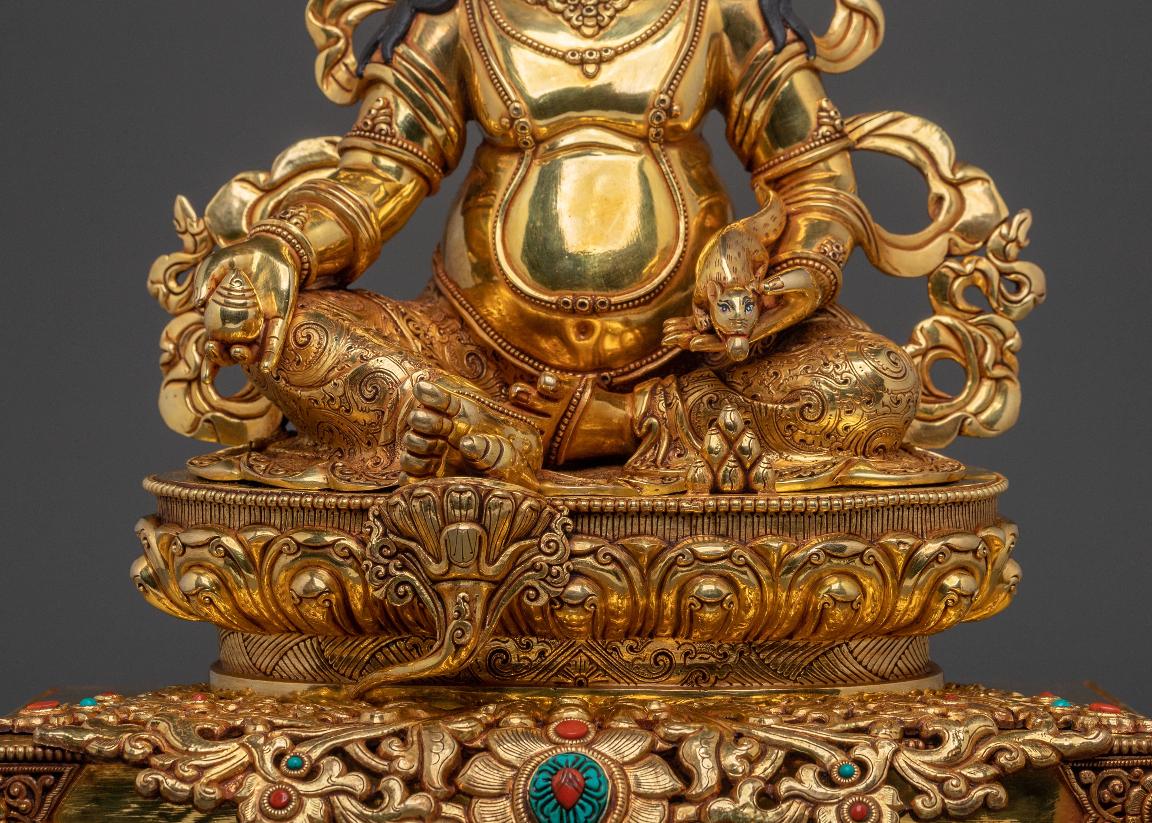 Dzambhala Divine Statue on Throne | Tibetan Wealth Deity