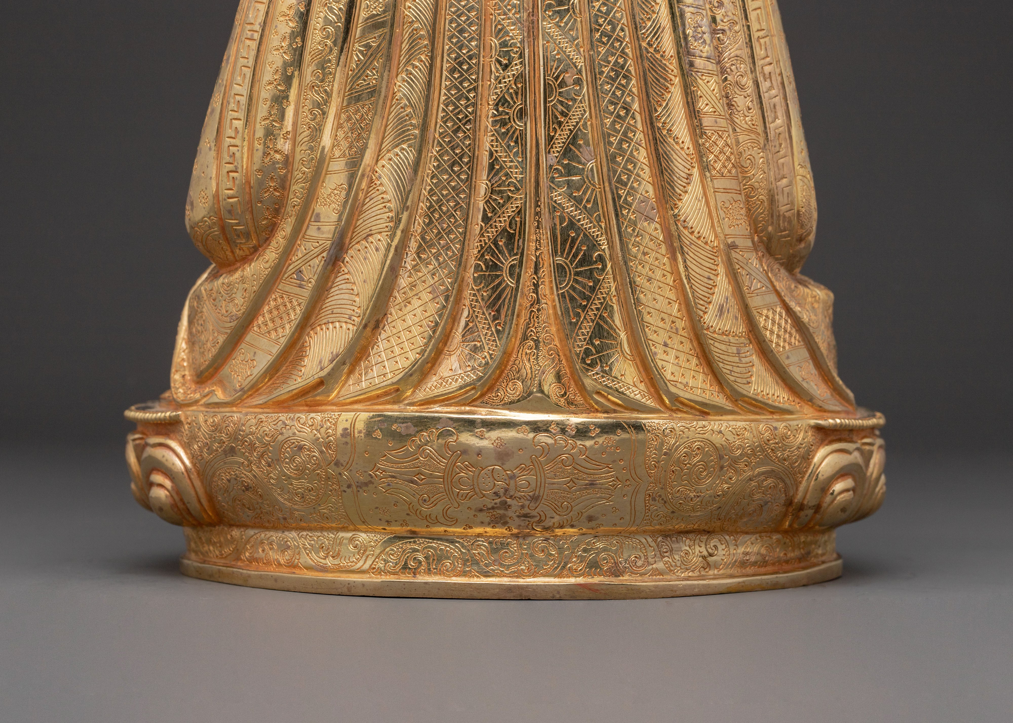 Guru Shapdum 24K Gold Gilded Statue: Divine Radiance