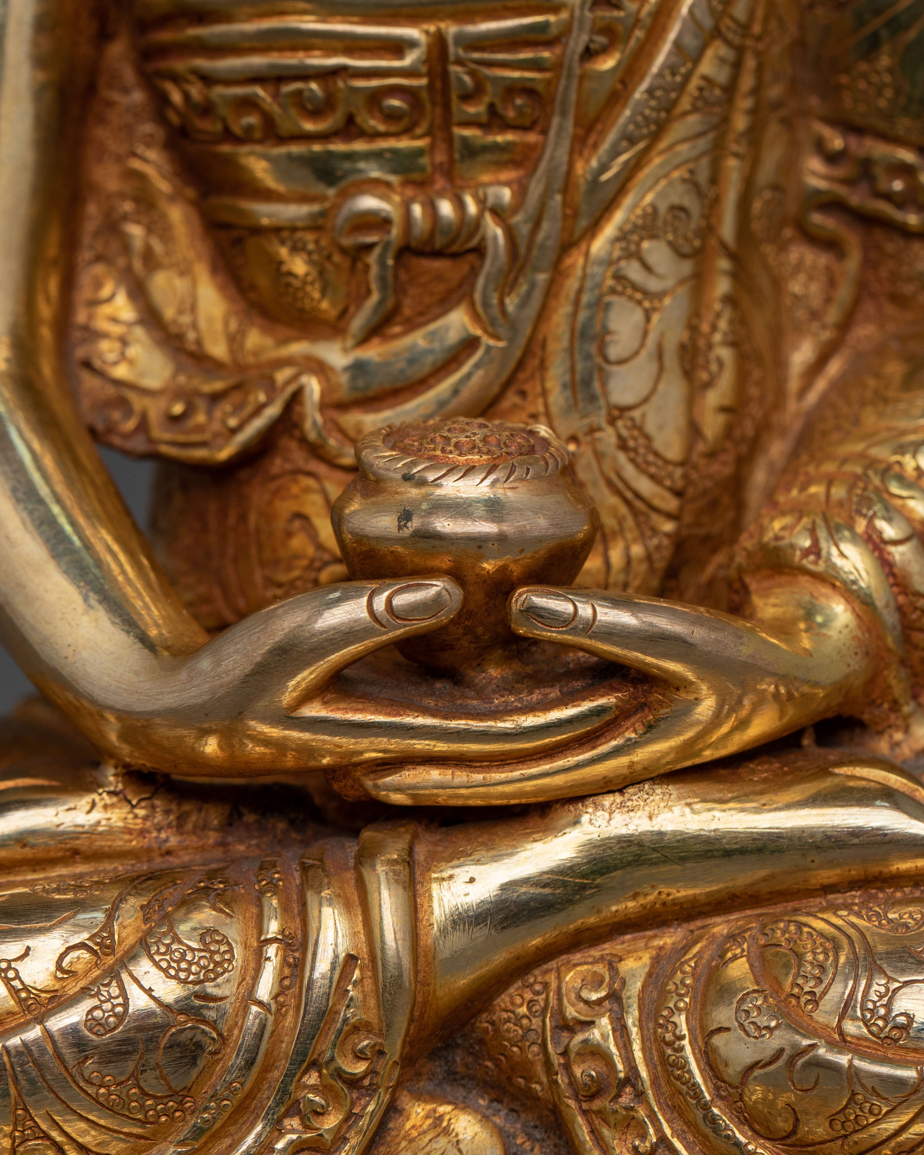 Amitabha Buddha Figurine | 24K Gold Gilded Icon