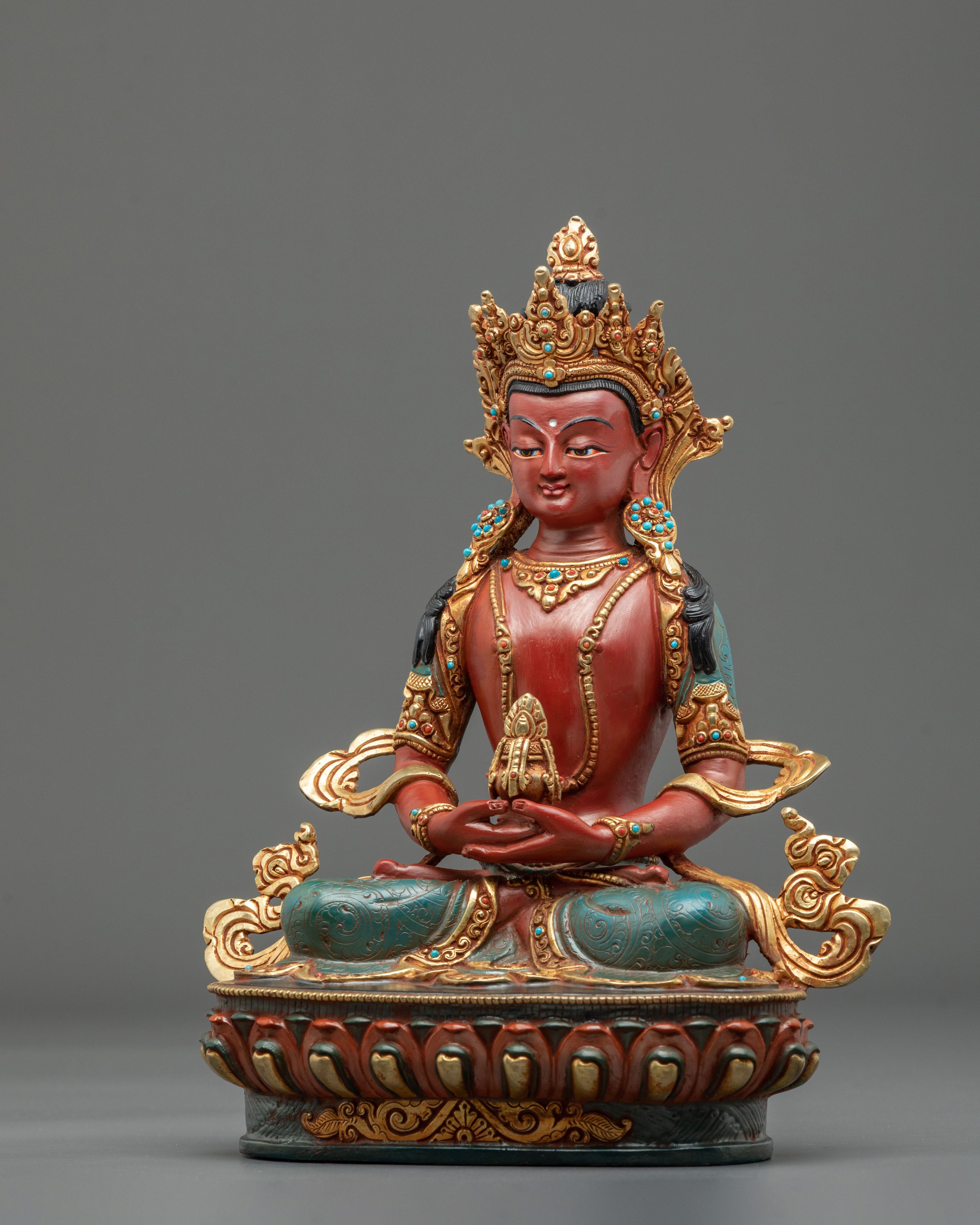 24K Gold Gilded Copper Amitayus Statue | Buddha of Longevity