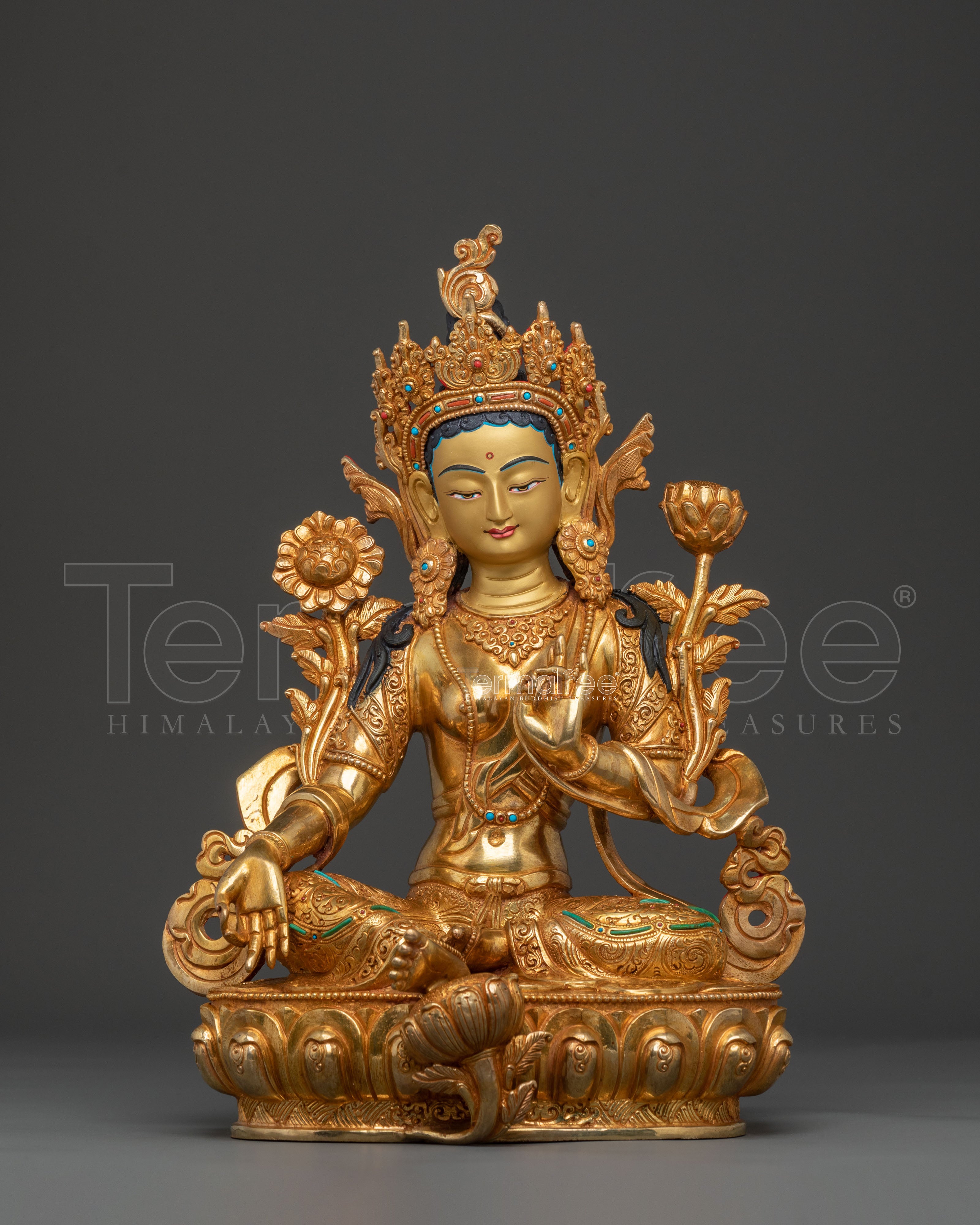 Green Tara Serene Buddhist Deity Statue | Symbol of Compassion
