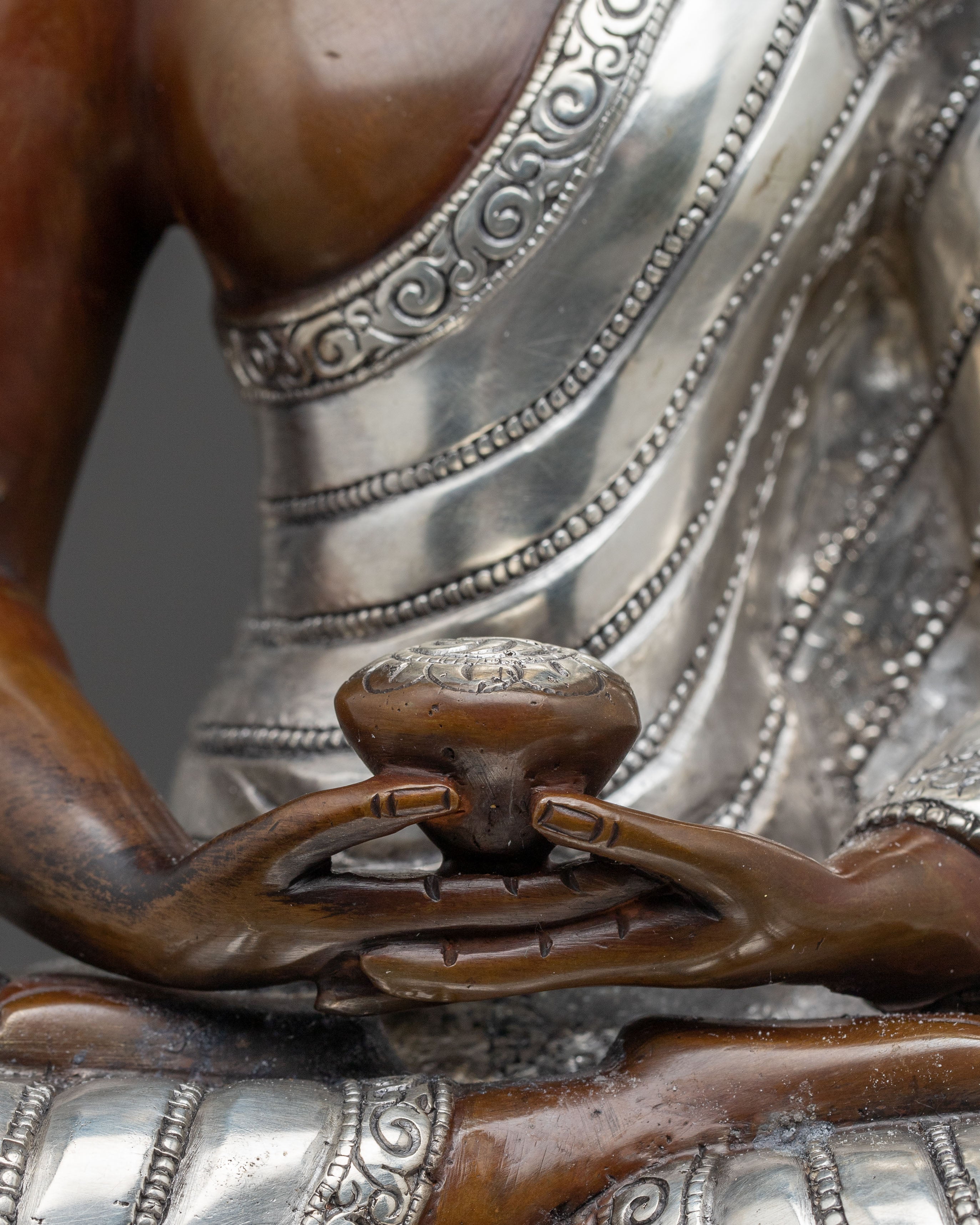 A Sacred Copper Statue Set of the Three Buddhas with 24K Gold Gilding