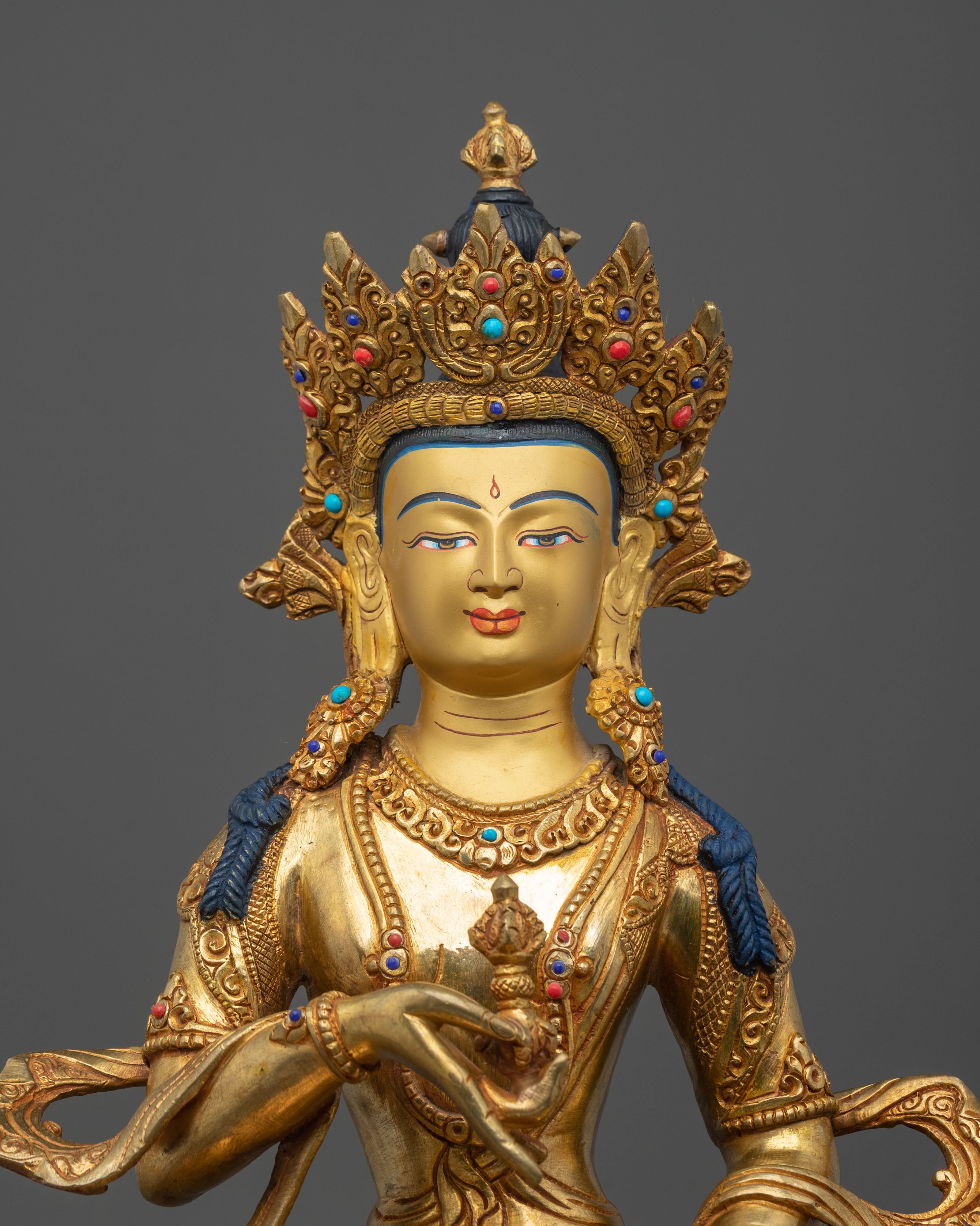 Vajrasattva Golden Statue Adorned with Gemstones