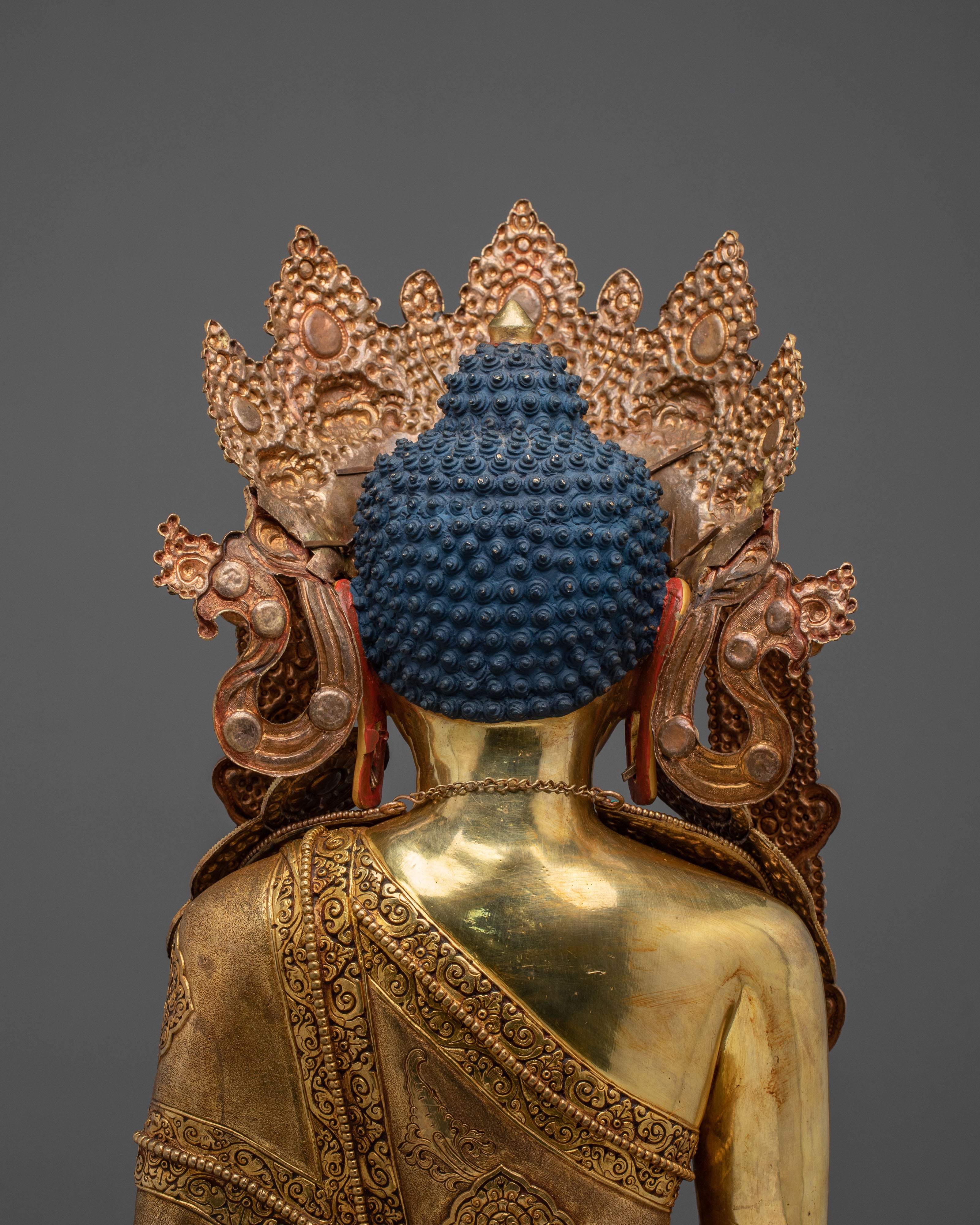 Crown Shakyamuni Buddha Statue | 24K Gold Gilded Figurine