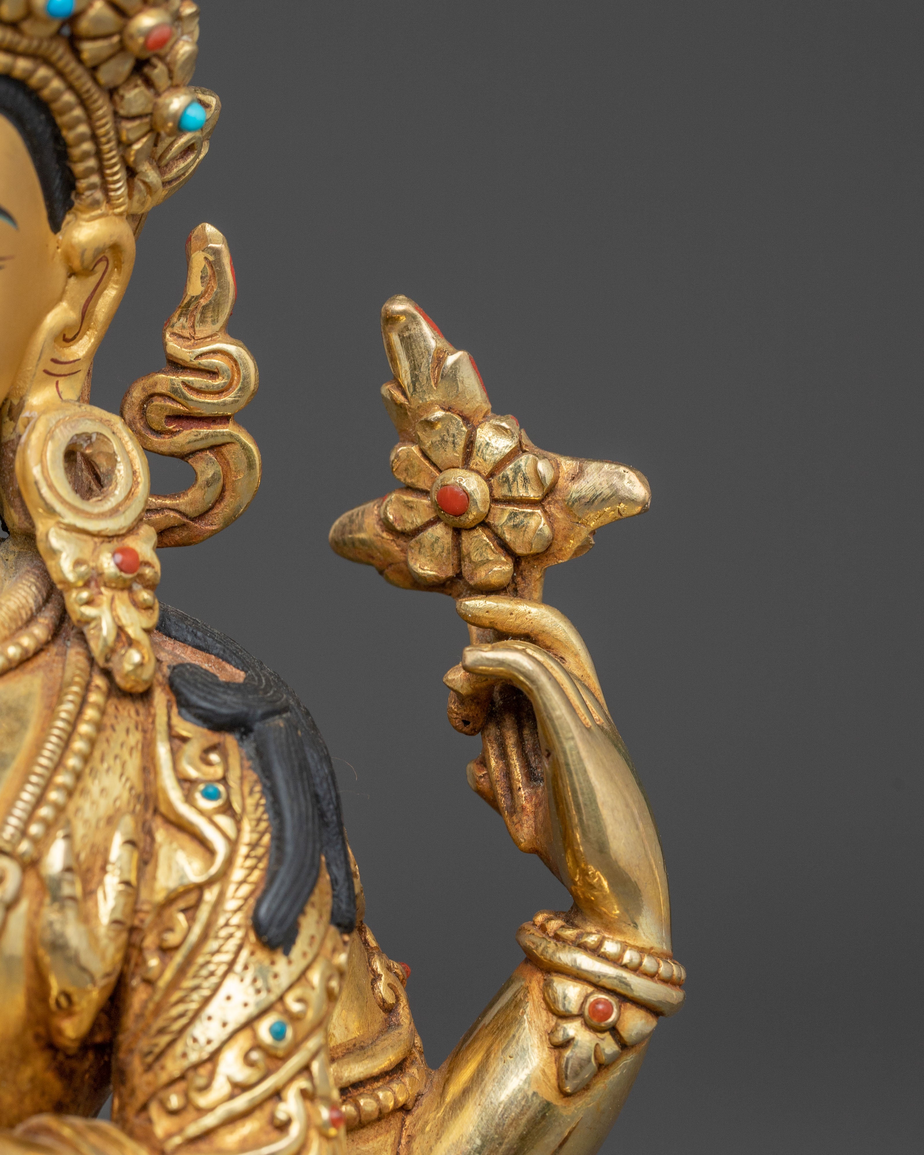 Handmade Bodhisattva Chenrezig Statue for Altar | Avalokiteshvara - Lord of Compassion