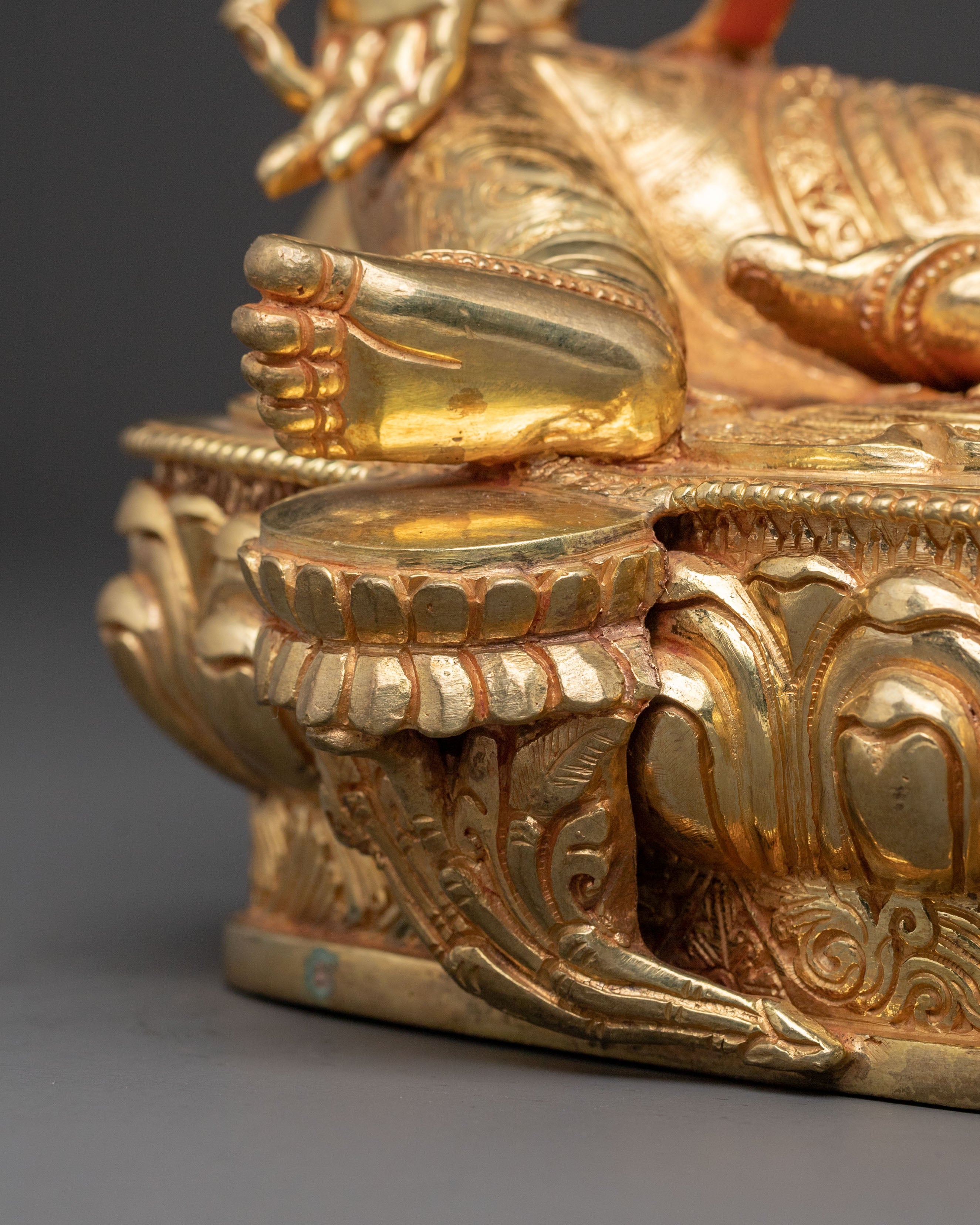 Green Tara Statue: Radiant 24K Gold Gilded Sculpture