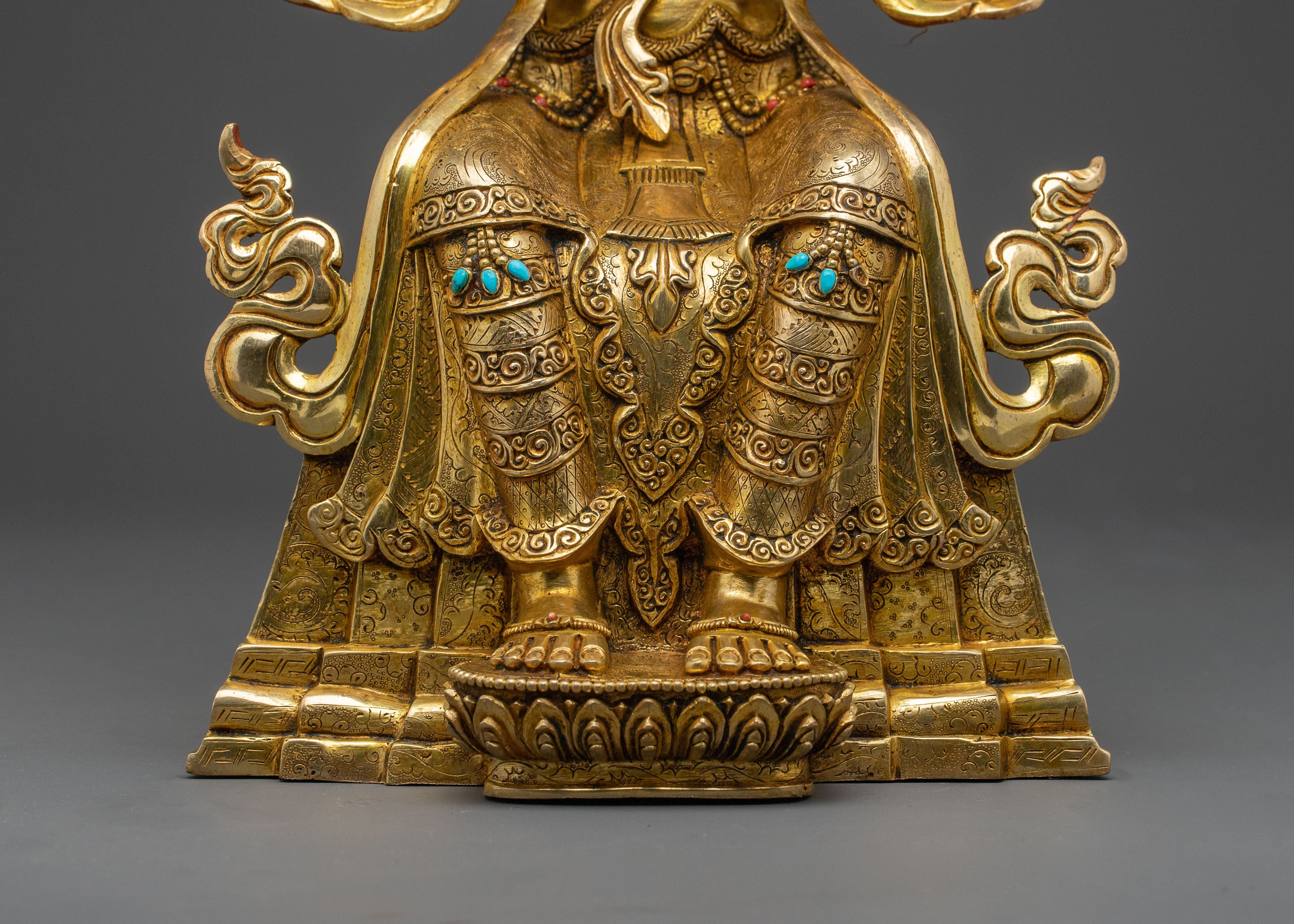 Maitreya Buddha Handcrafted Sacred Statue with 24K Gold Gilding