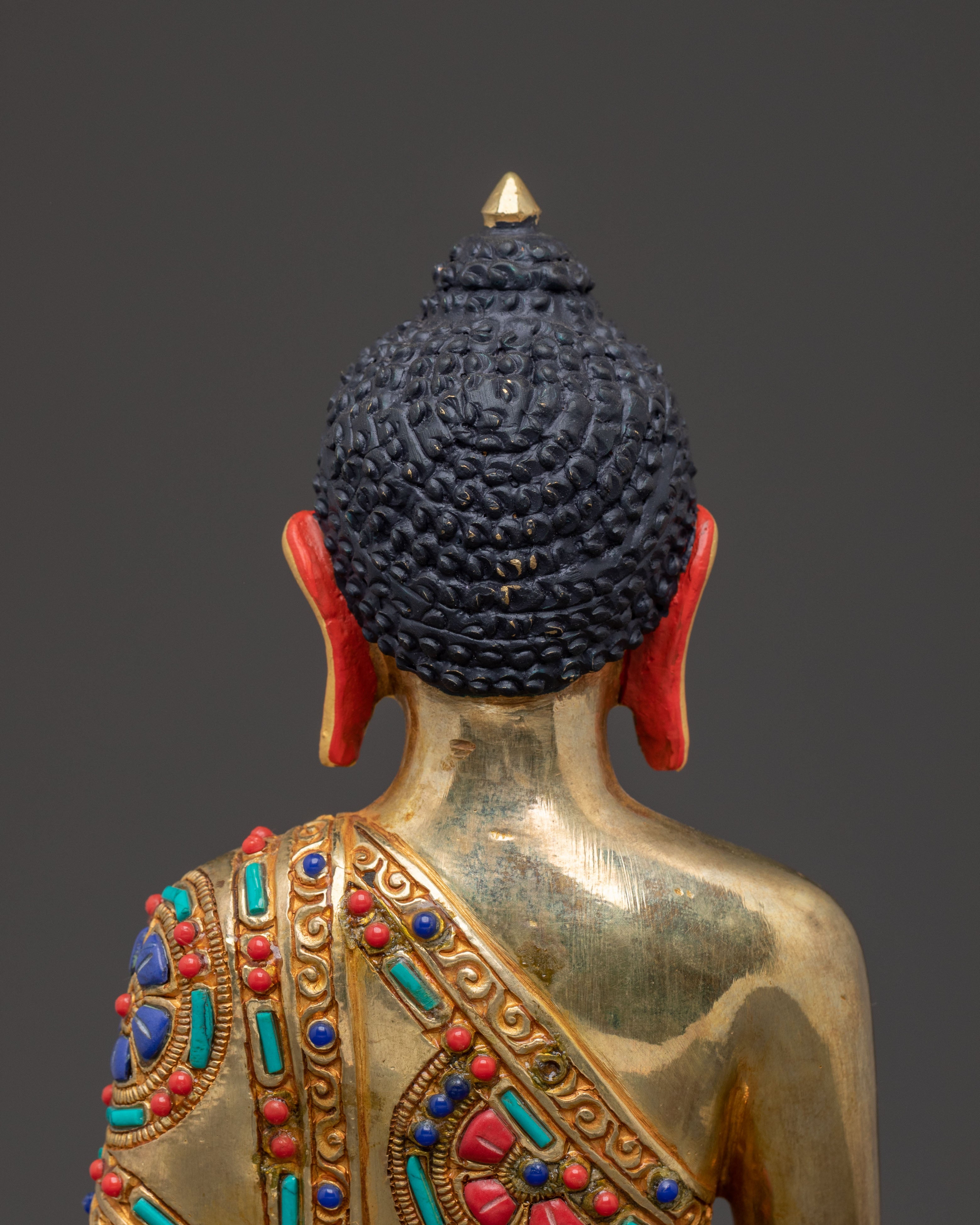 Statue of Enlightened Shakyamuni Buddha: Hand-Gilded Copper Art