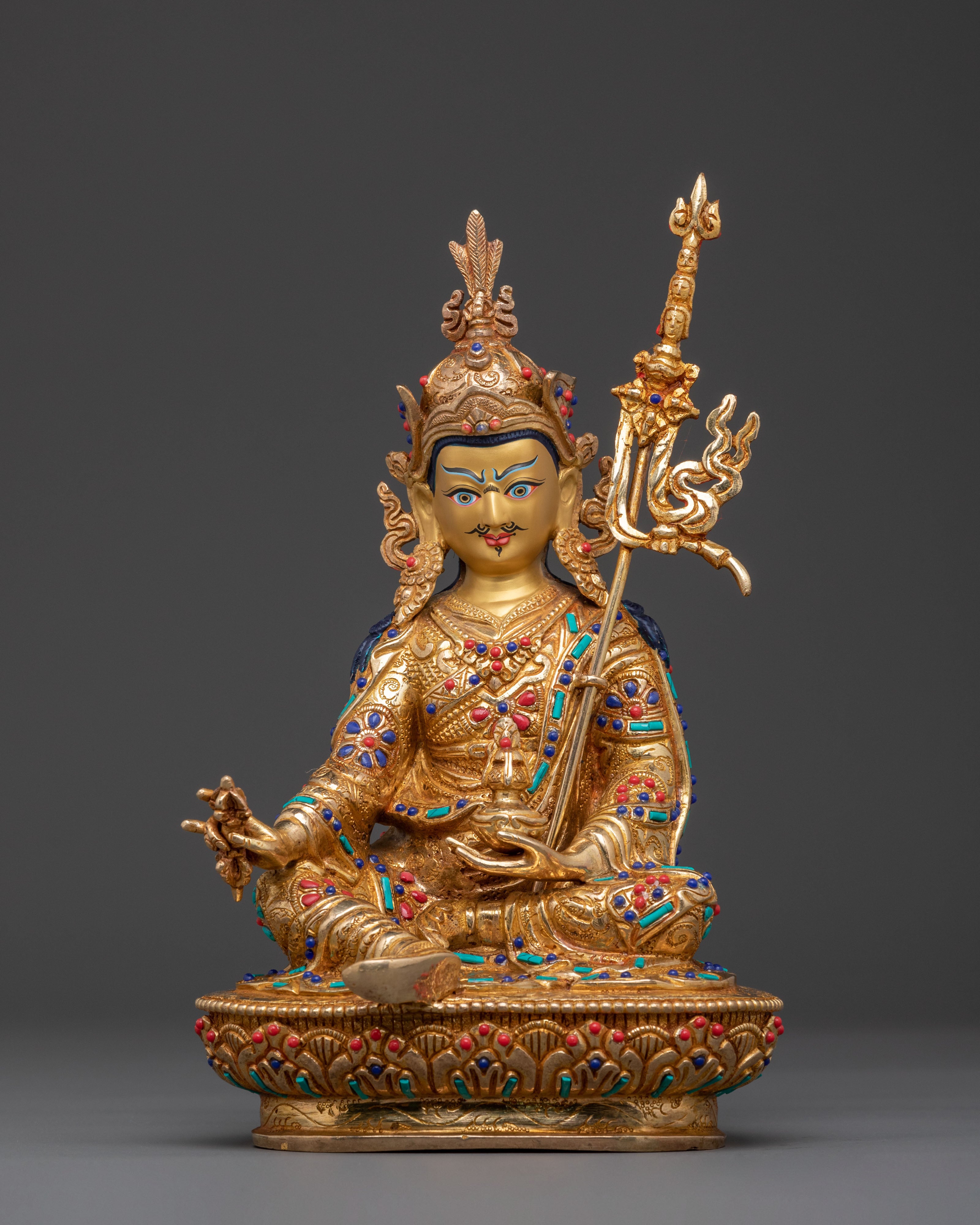Guru Rinpoche 24k Gold Gilded Statue