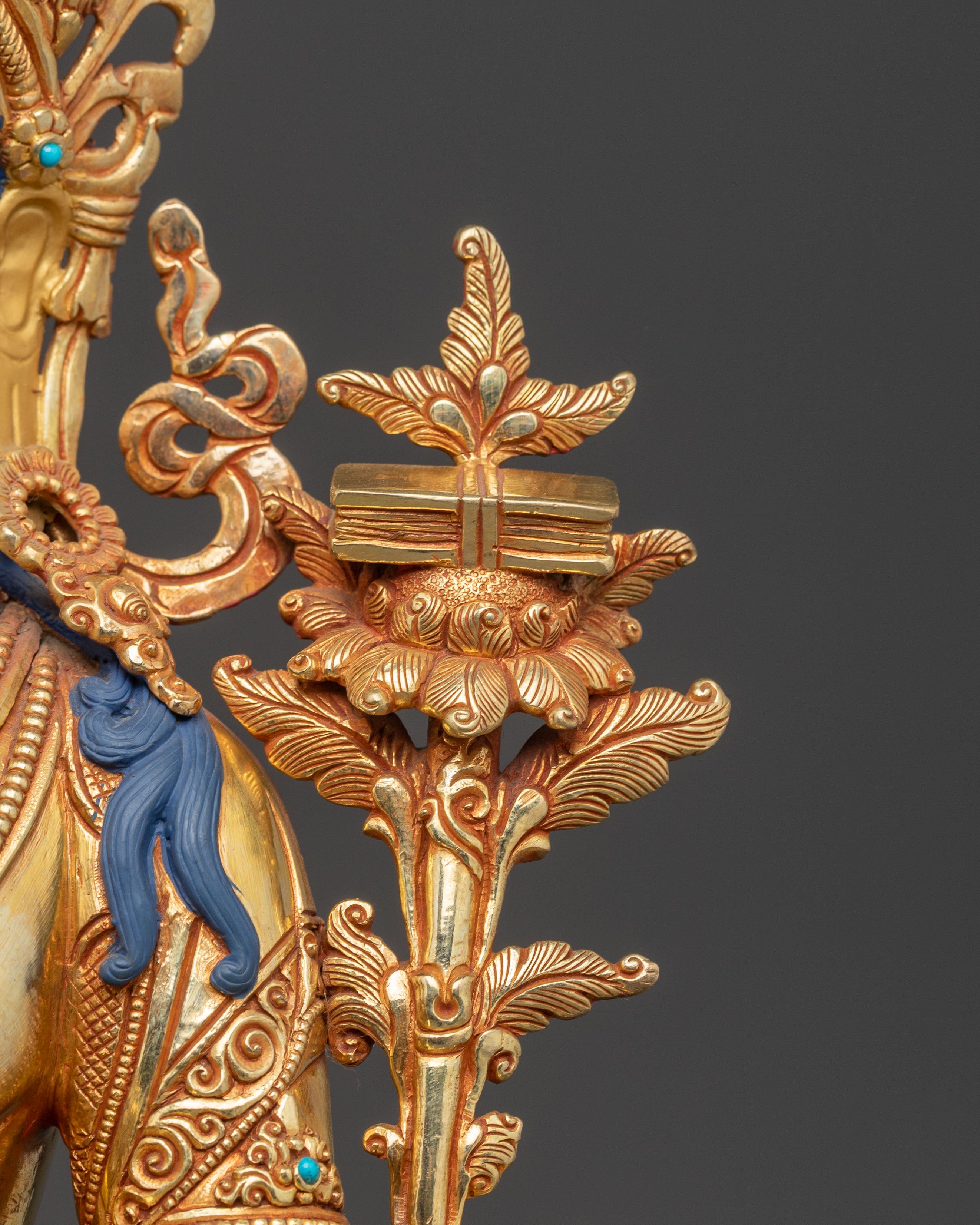 Bodhisattva Tikshna Manjushri Golden Statue | Traditional Himalayan Sculpture