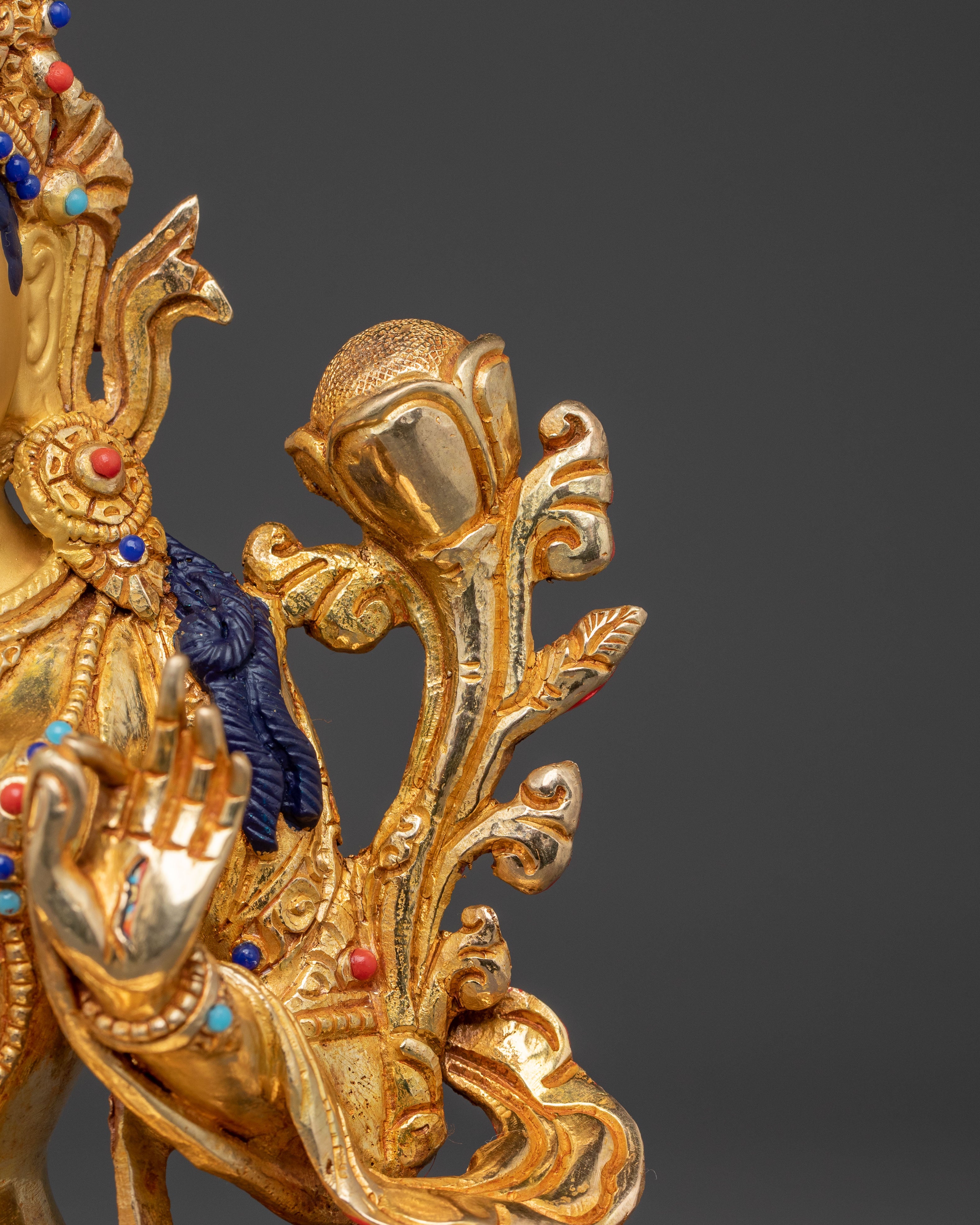 Golden White Tara Divine Statue – Serene Gilded Copper