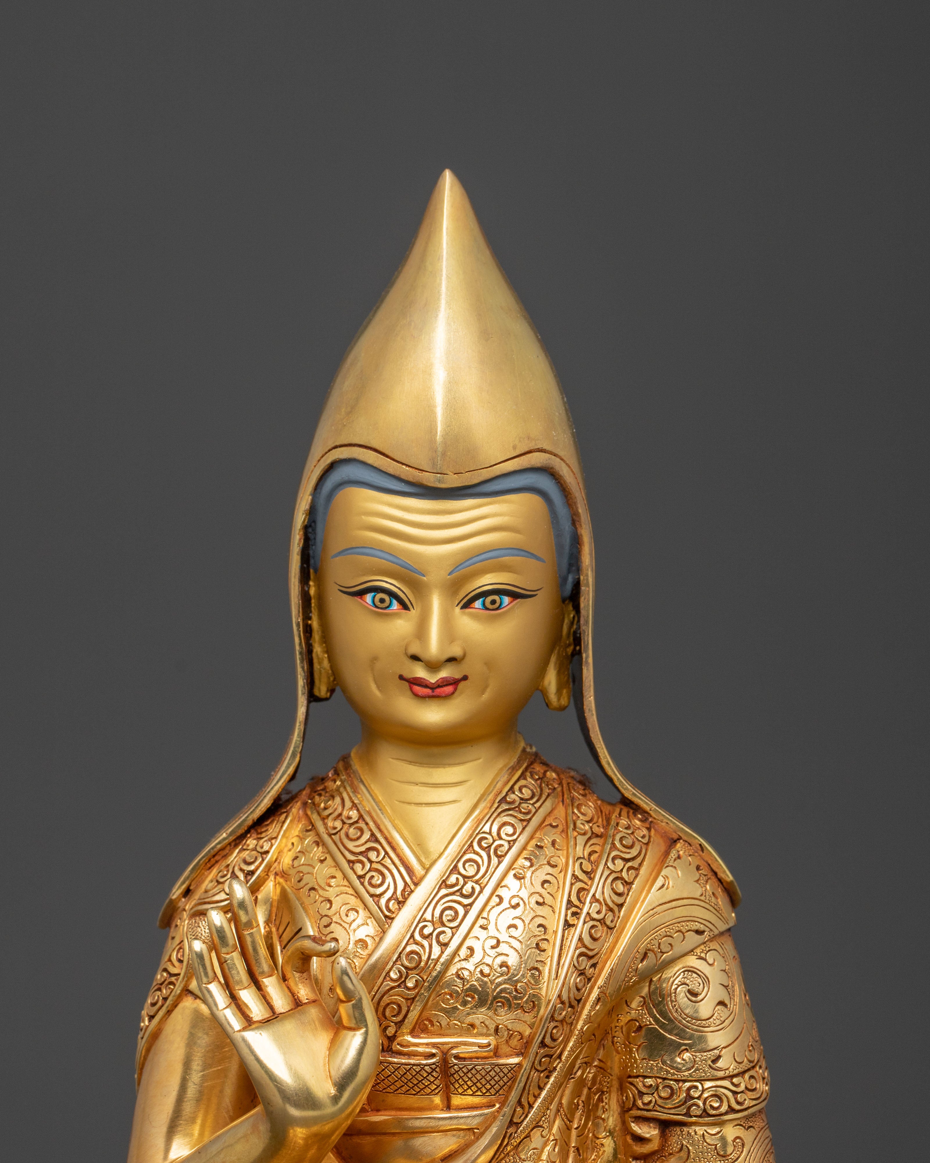 Tsongkhapa Disciples Meditating Statue | Spiritual Protection
