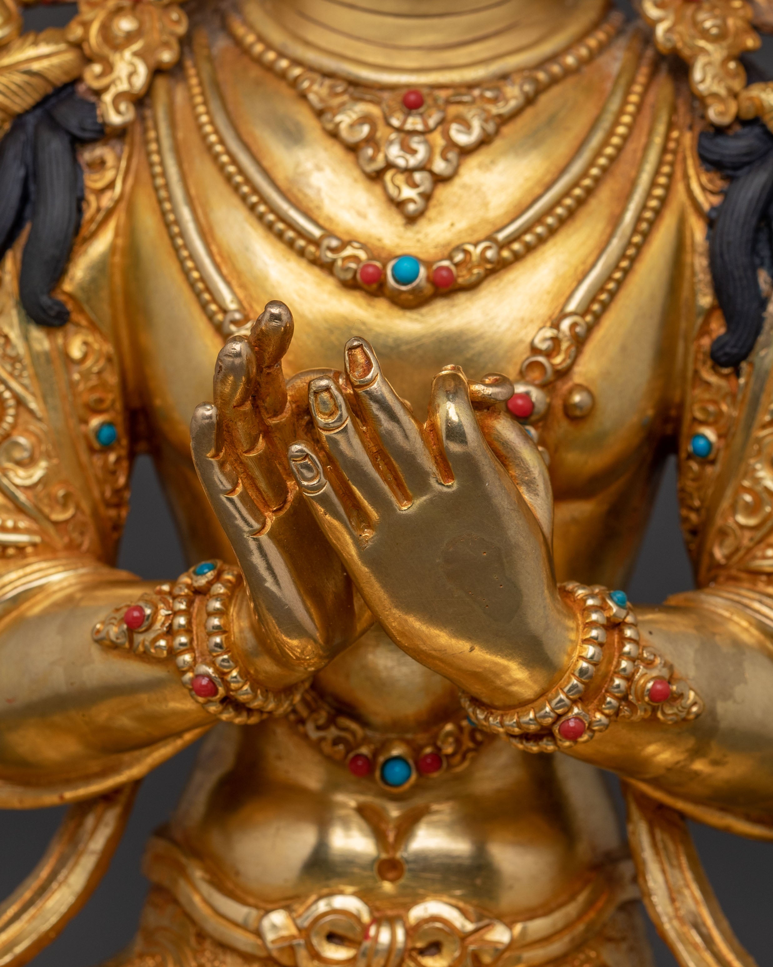 Bodhisattva Tikshna Manjushri Statue: Golden Handcrafted Sculpture