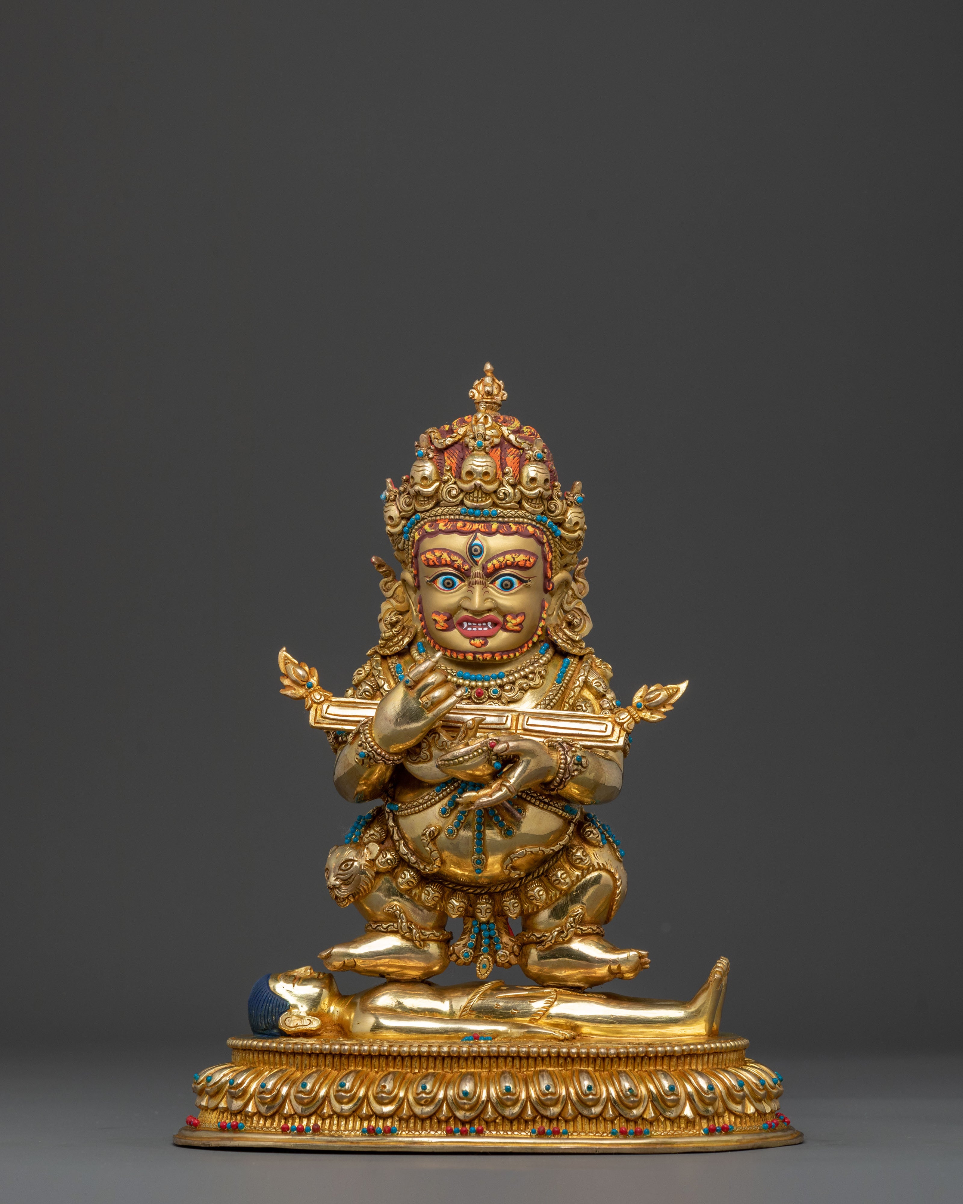 Buddhist Shakya Mahakala Statue | 24K Gold Gilded