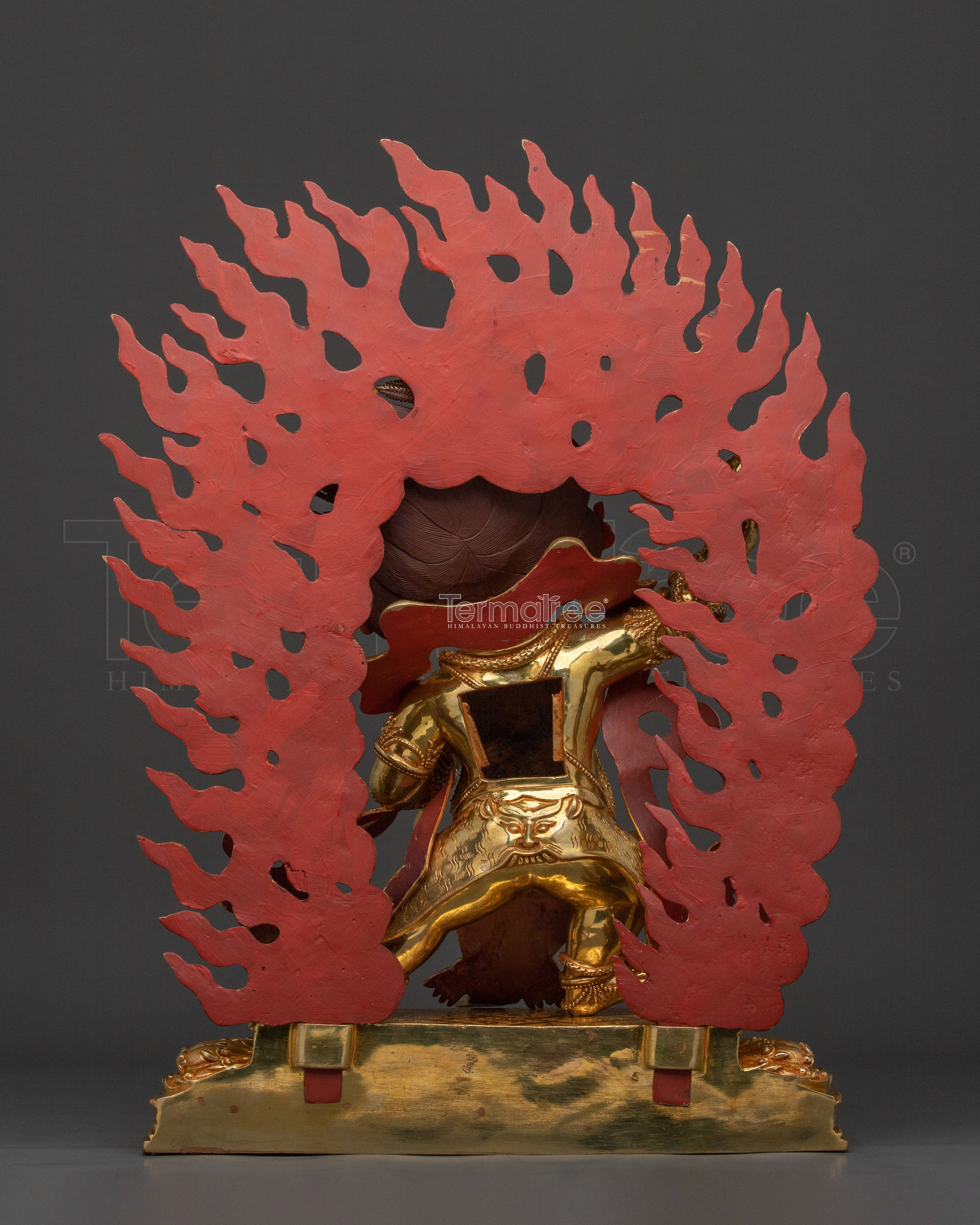 Radiant 24K Gold Gilded Wrathful Vajrapani Buddhist Sculpture